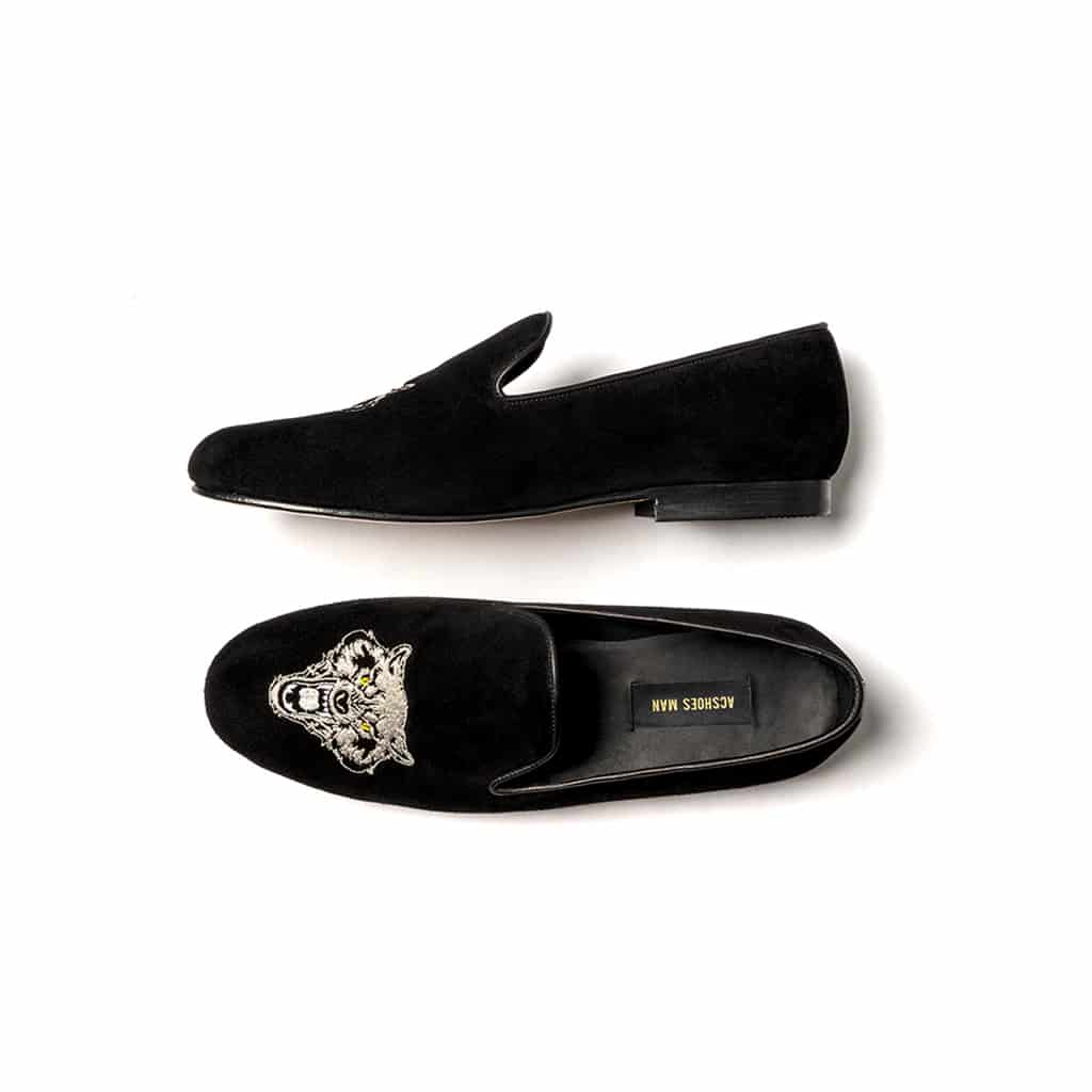 Slippers gamuza negra bordado oso plata - miniatura 2
