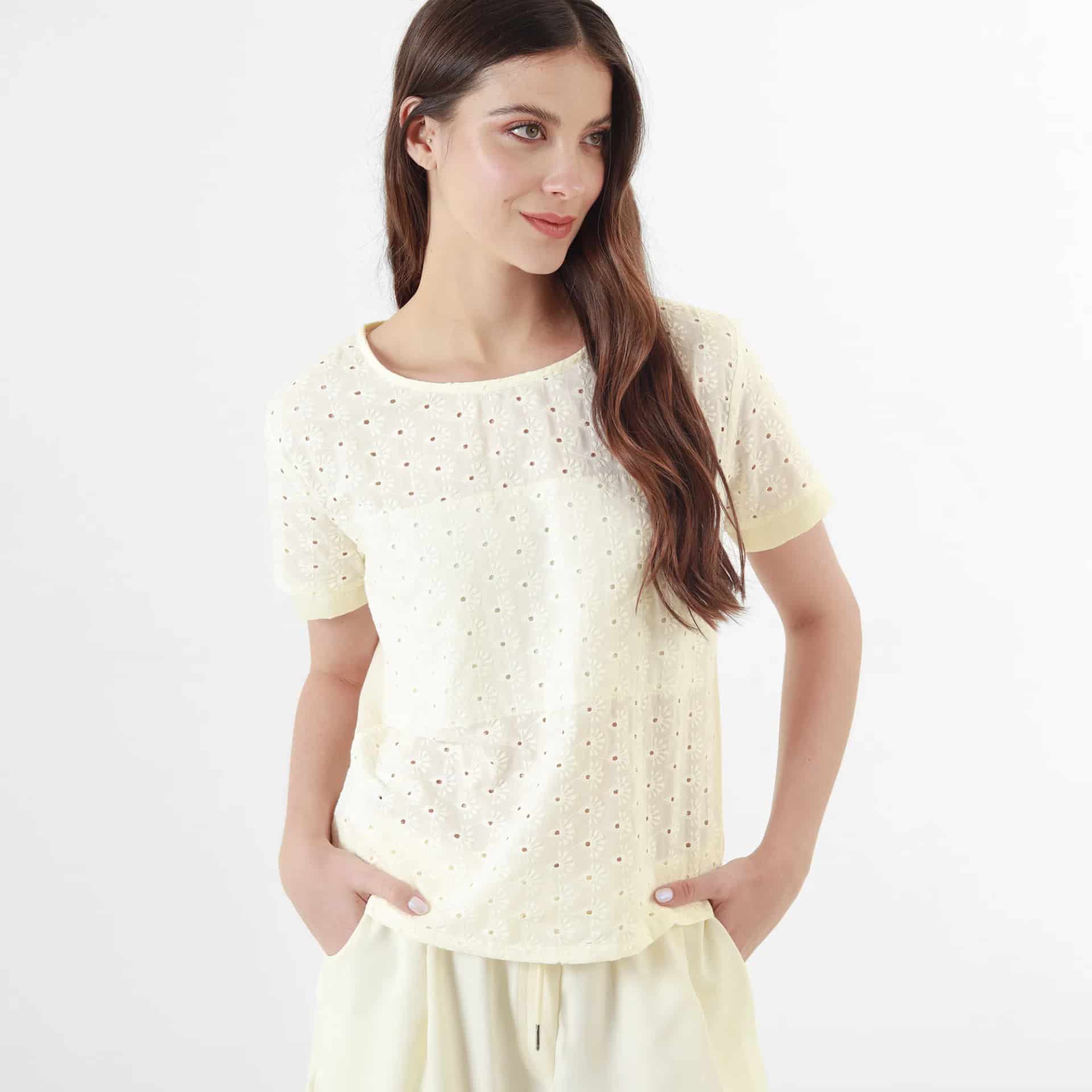 Blusa Cuello Redondo Manga Corta - miniatura 1