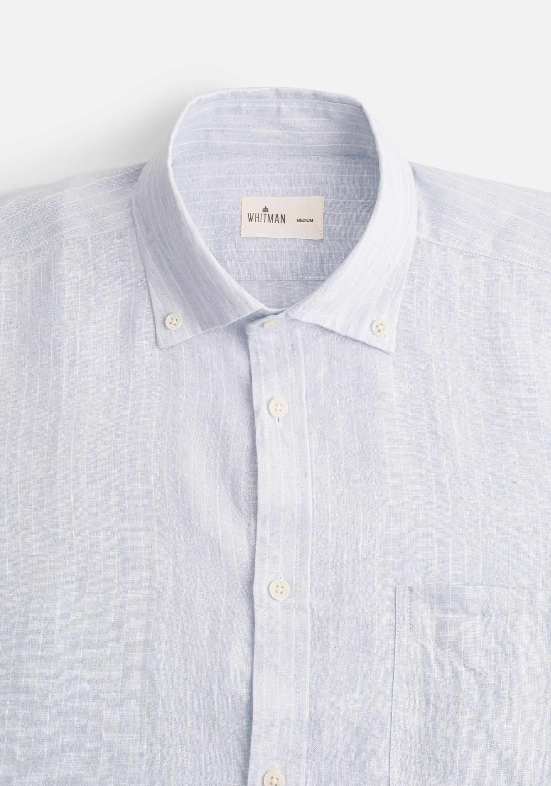 Camisa H CBD Lino Rayas Med Bols Gris Claro - Blanco - miniatura 2