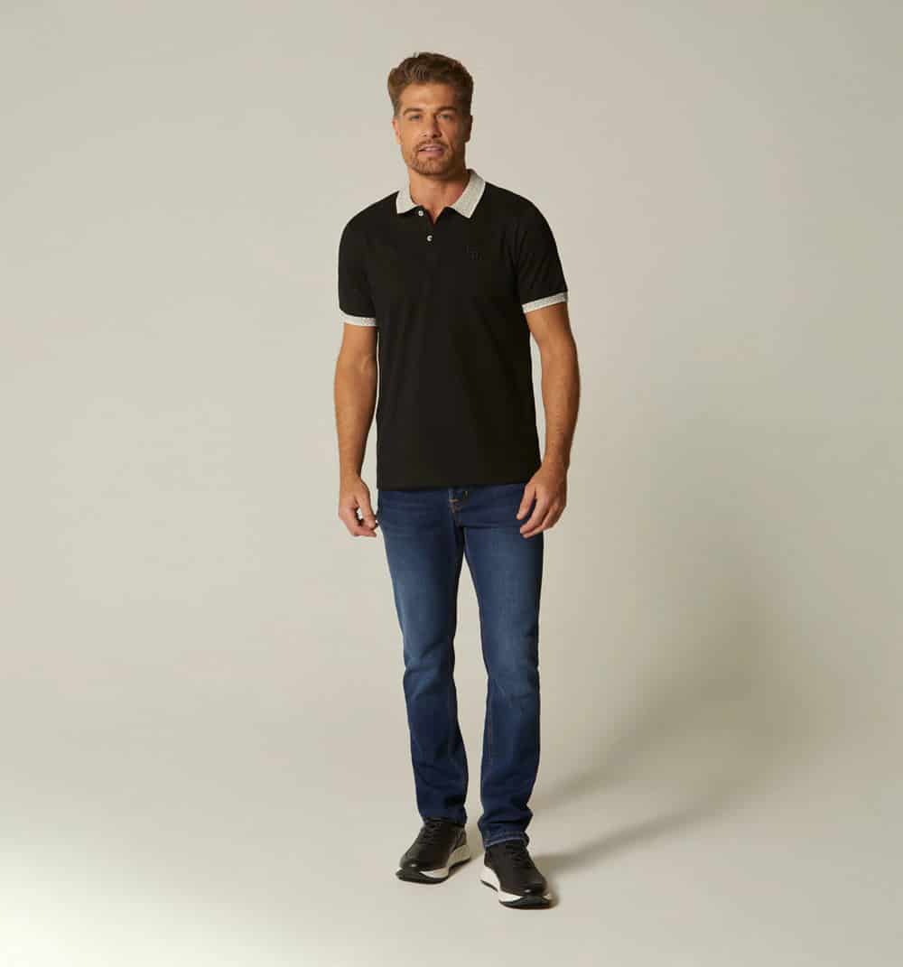Polo para hombre con cuello con diseño - miniatura 1