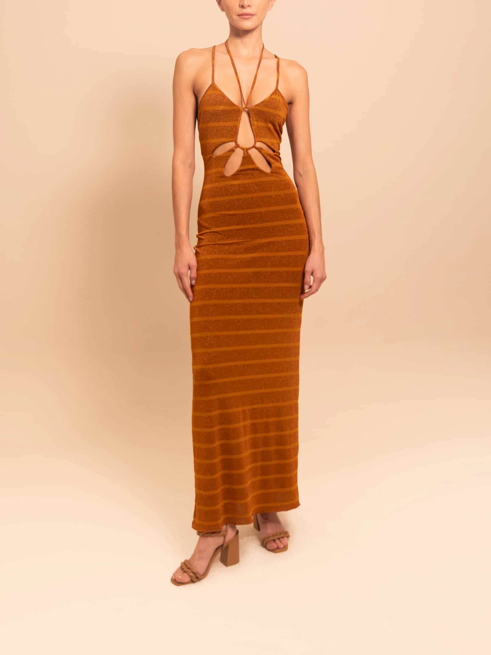 DALIA DRESS BRONZE STRIPE - miniatura 1