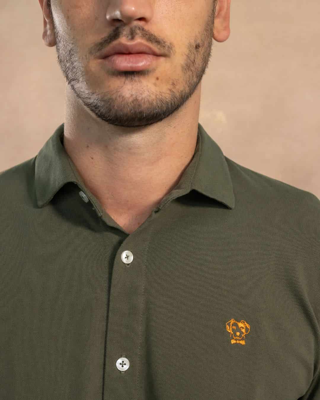 Camisa Antimanchas Piqu  Verde Militar - miniatura 3