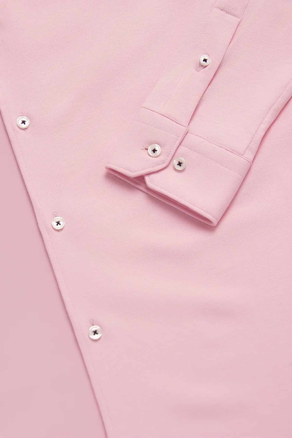 Camisa Piqué Botón Contraste Algodón Rosa Bebé - miniatura 3