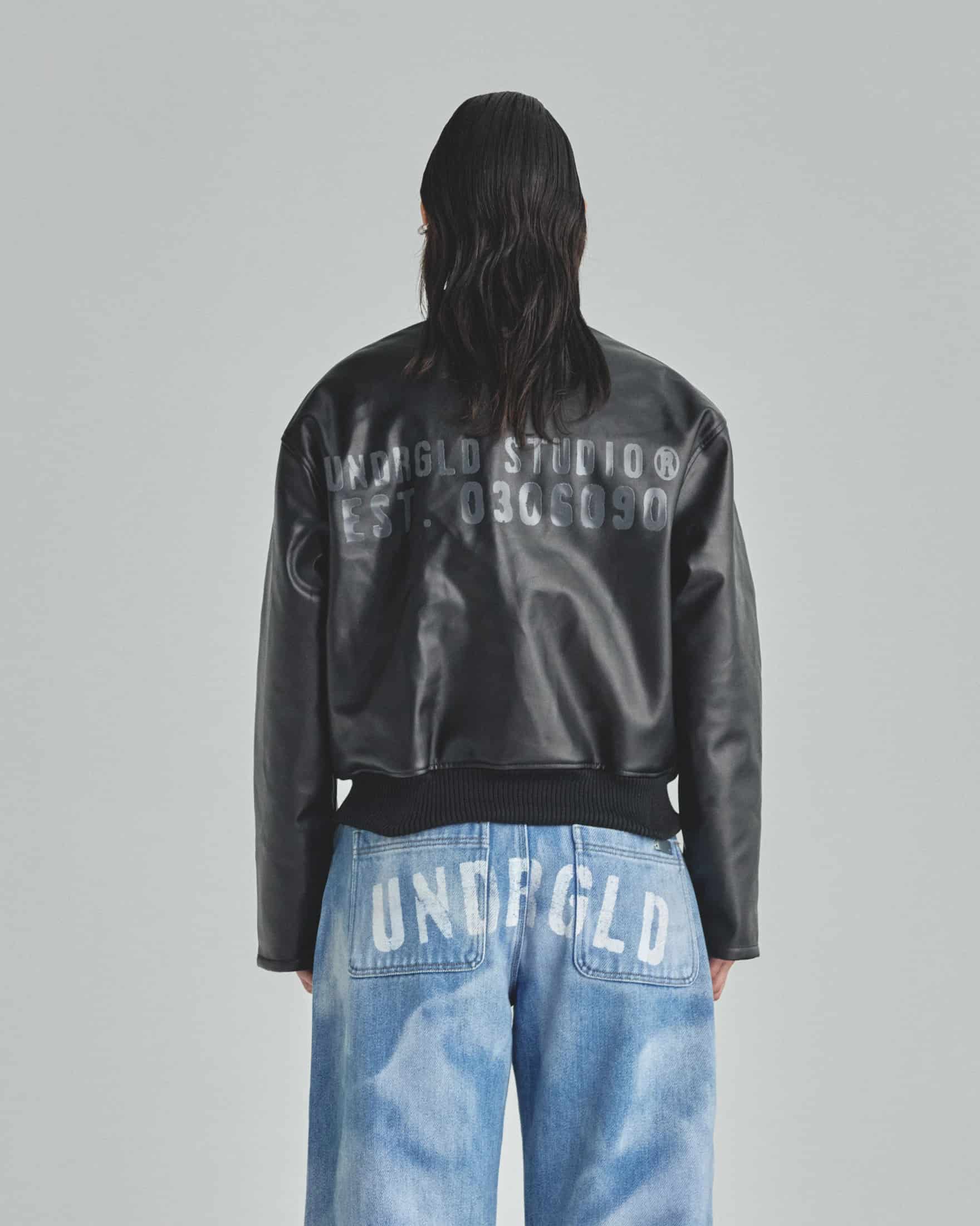 Spring Worn Logo Biker Jacket Black - miniatura 8
