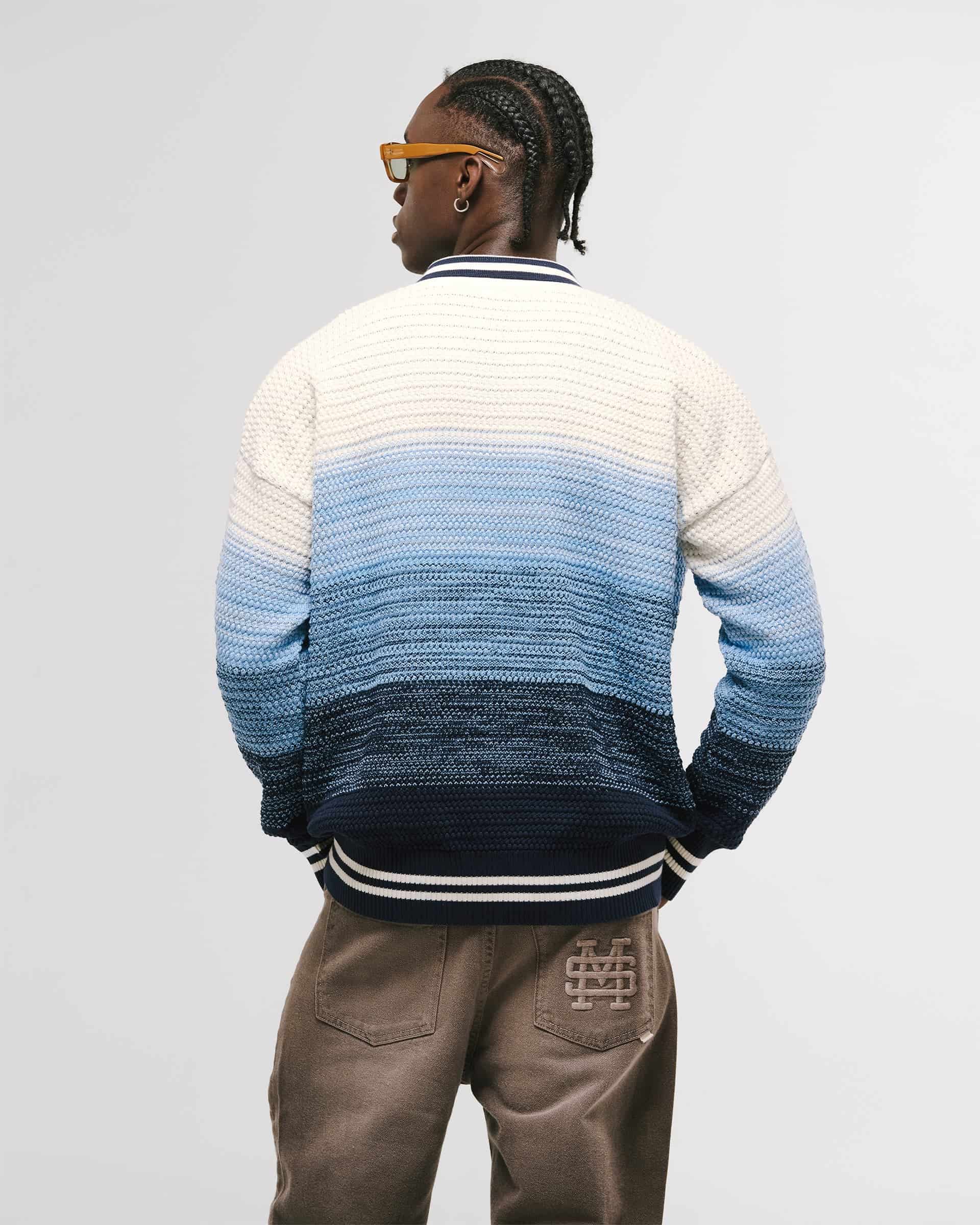 Zip Polo Gradient Knitwear - Azul y Crema - miniatura 3