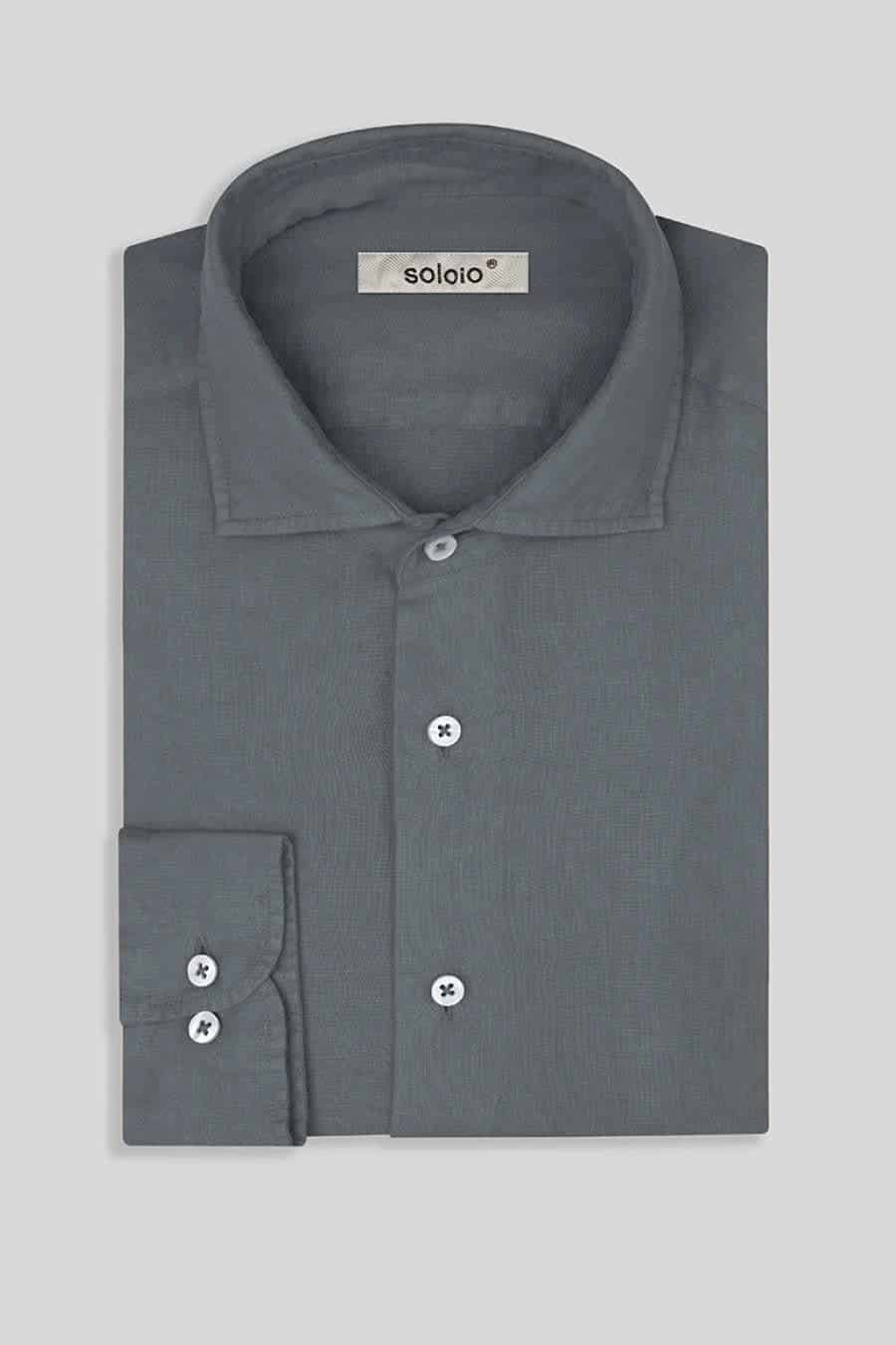 Men's linen shirt smoke basic - miniatura 3
