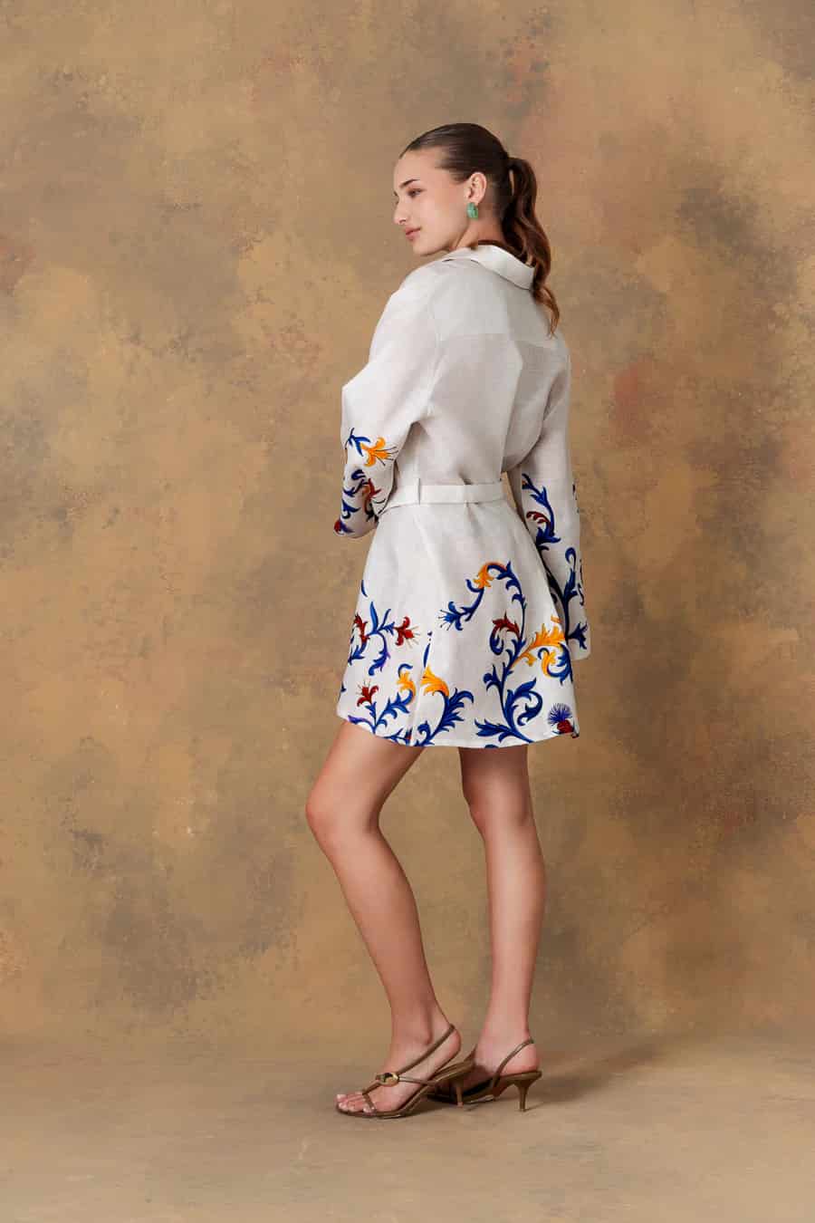 Women's dress linen chiron white - miniatura 6
