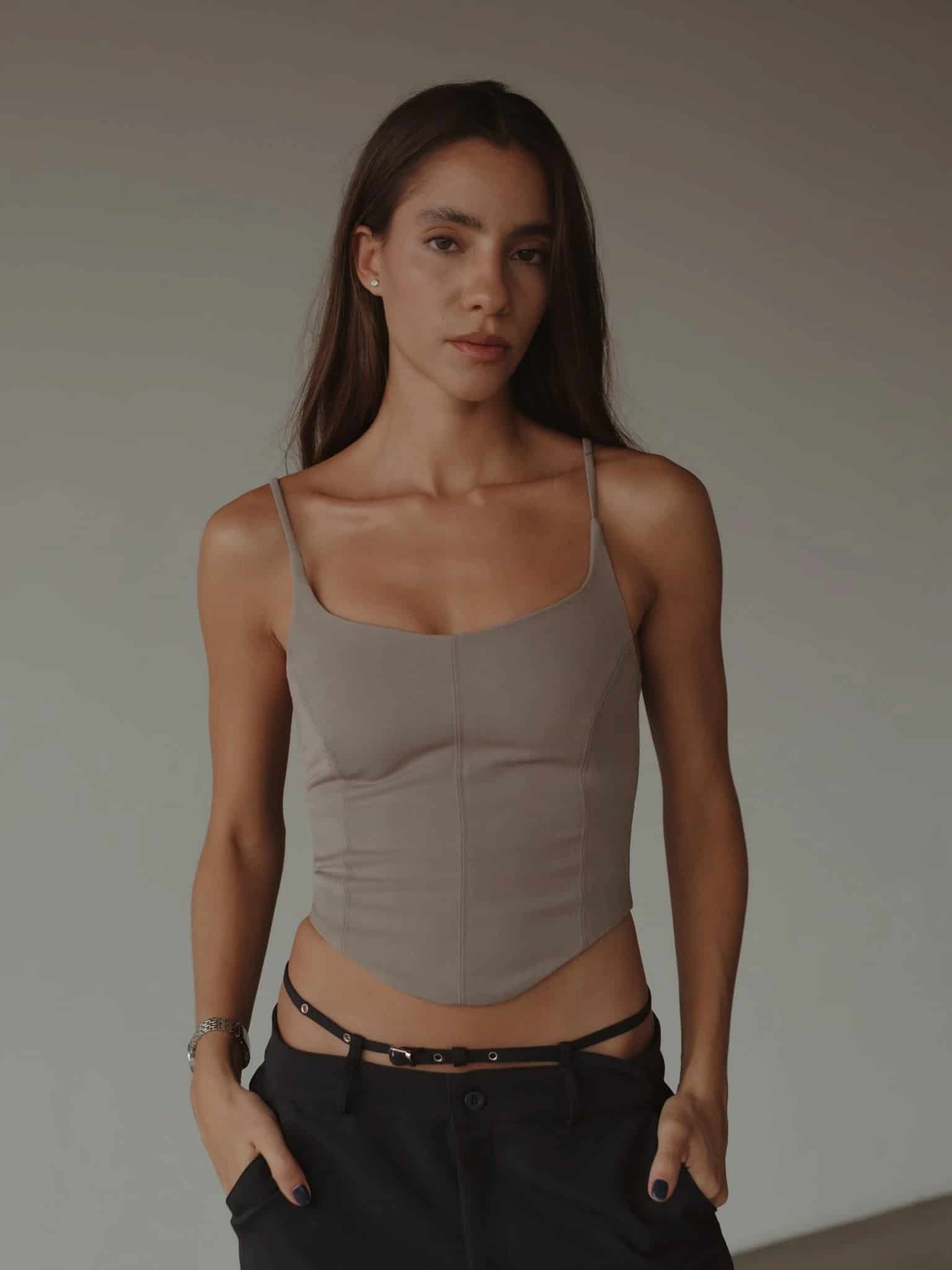 BACK LACE CORSET - ASH - miniatura 1