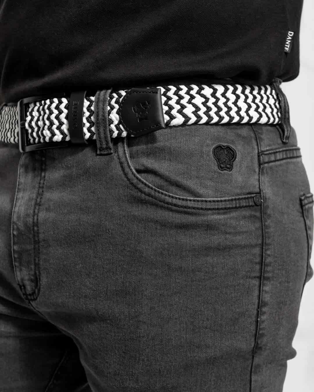 Cinturon Elastico Blanco con Negro - miniatura 3