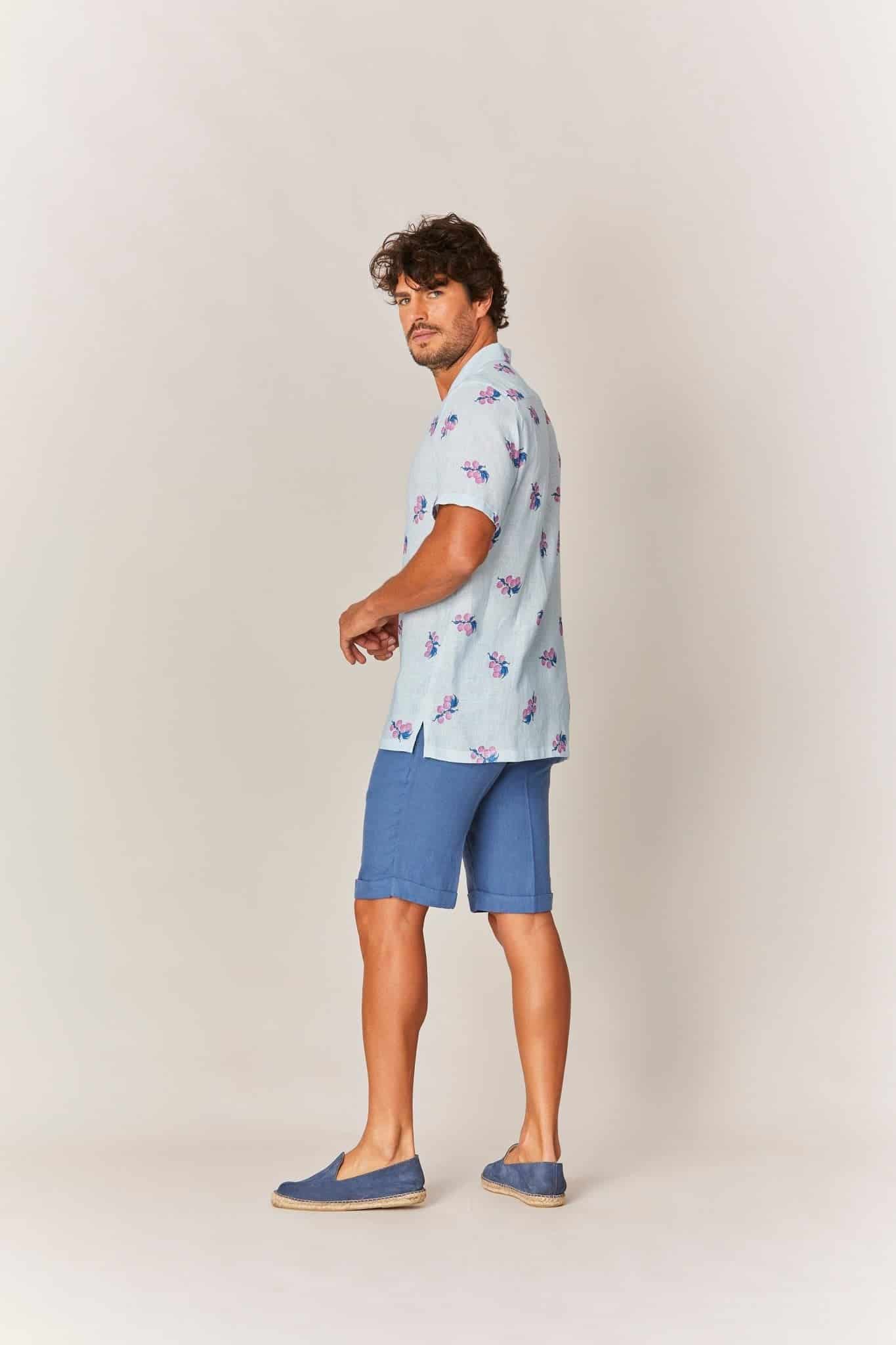 Men's linen shirt pink arezzo - miniatura 5