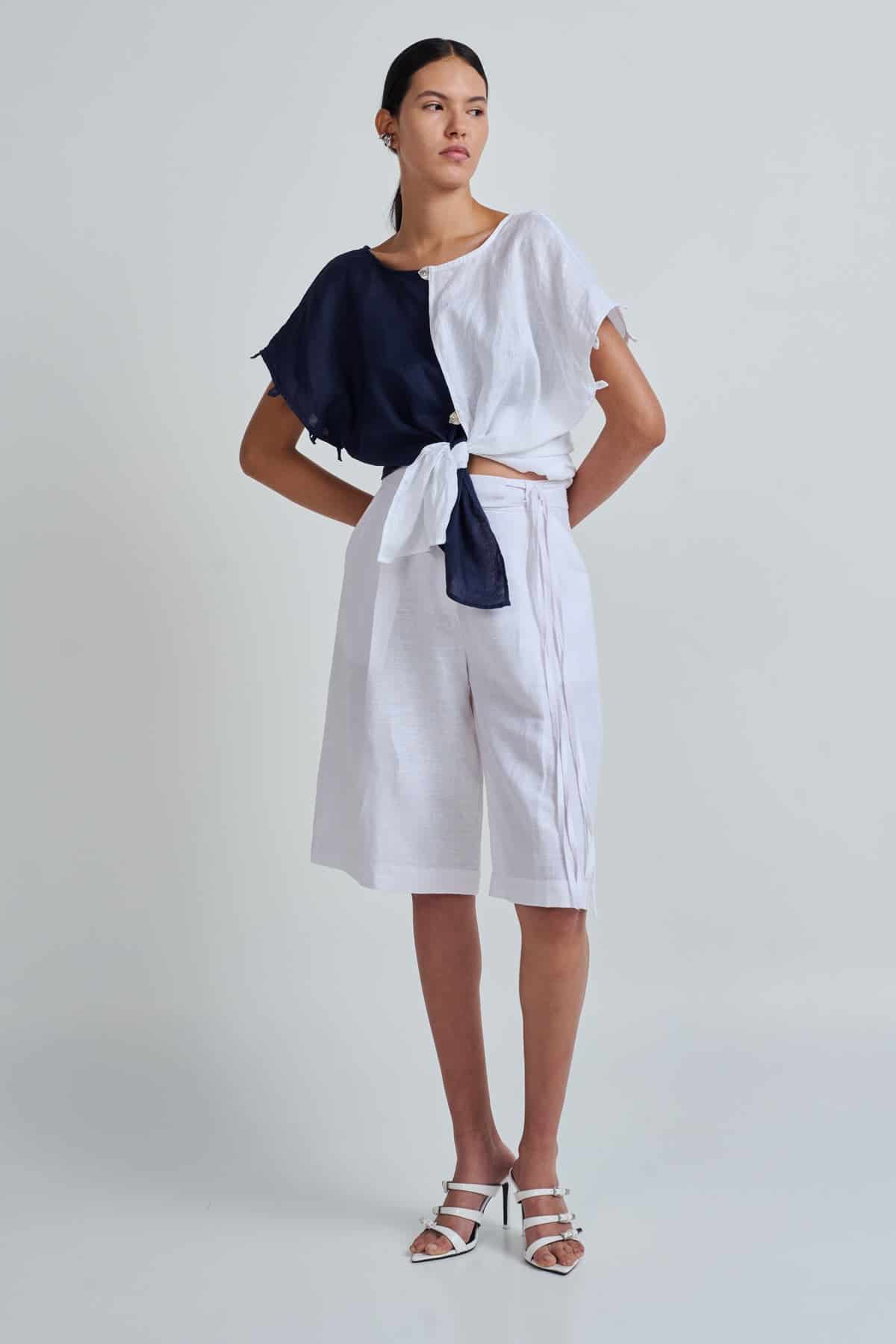 EMI TOP WHITE/NAVY/NATURAL - miniatura 2