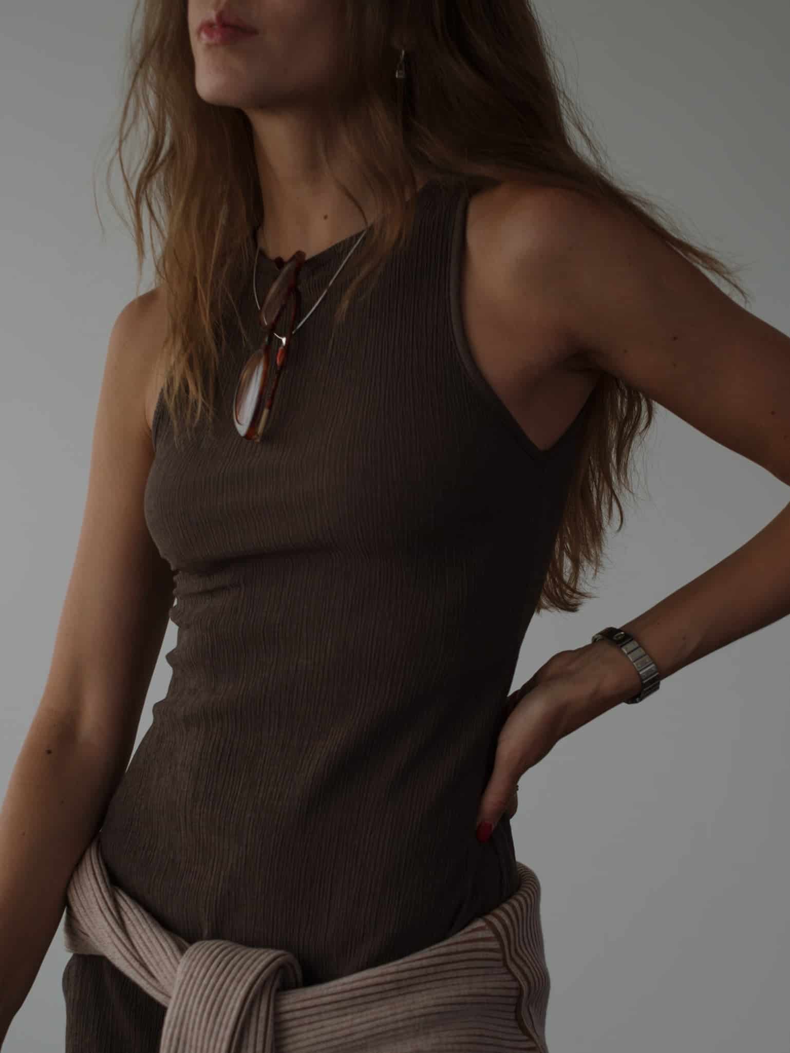 LONG TANK DRESS - BROWN - miniatura 9