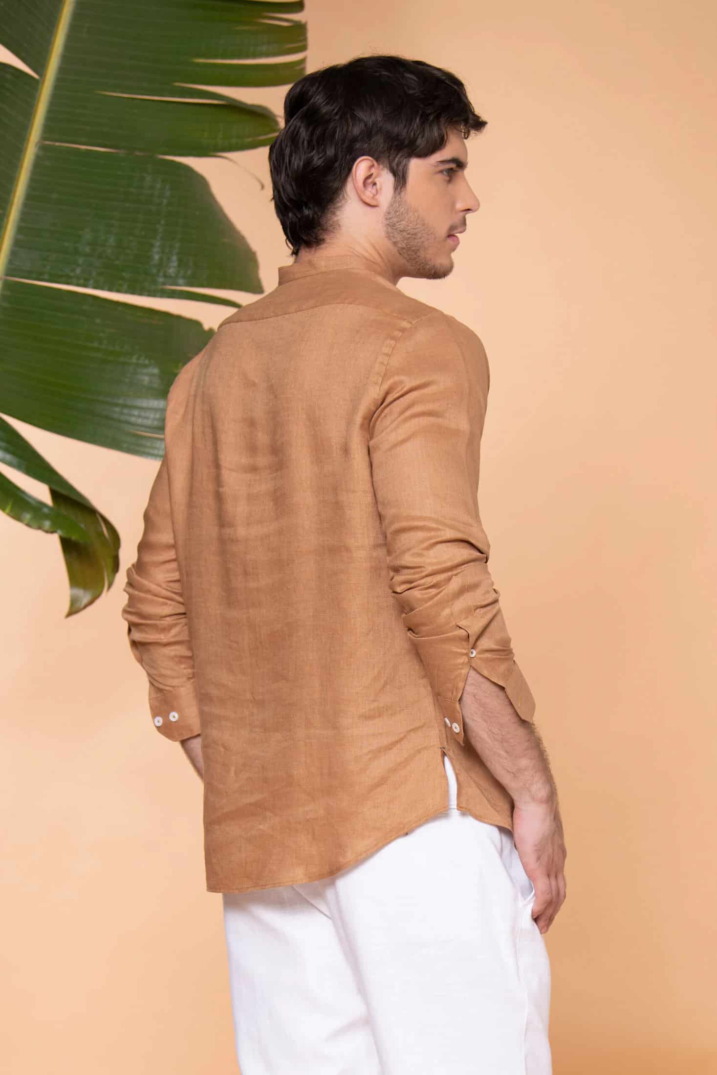 Camisa Mykonos Lino Moka - miniatura 2