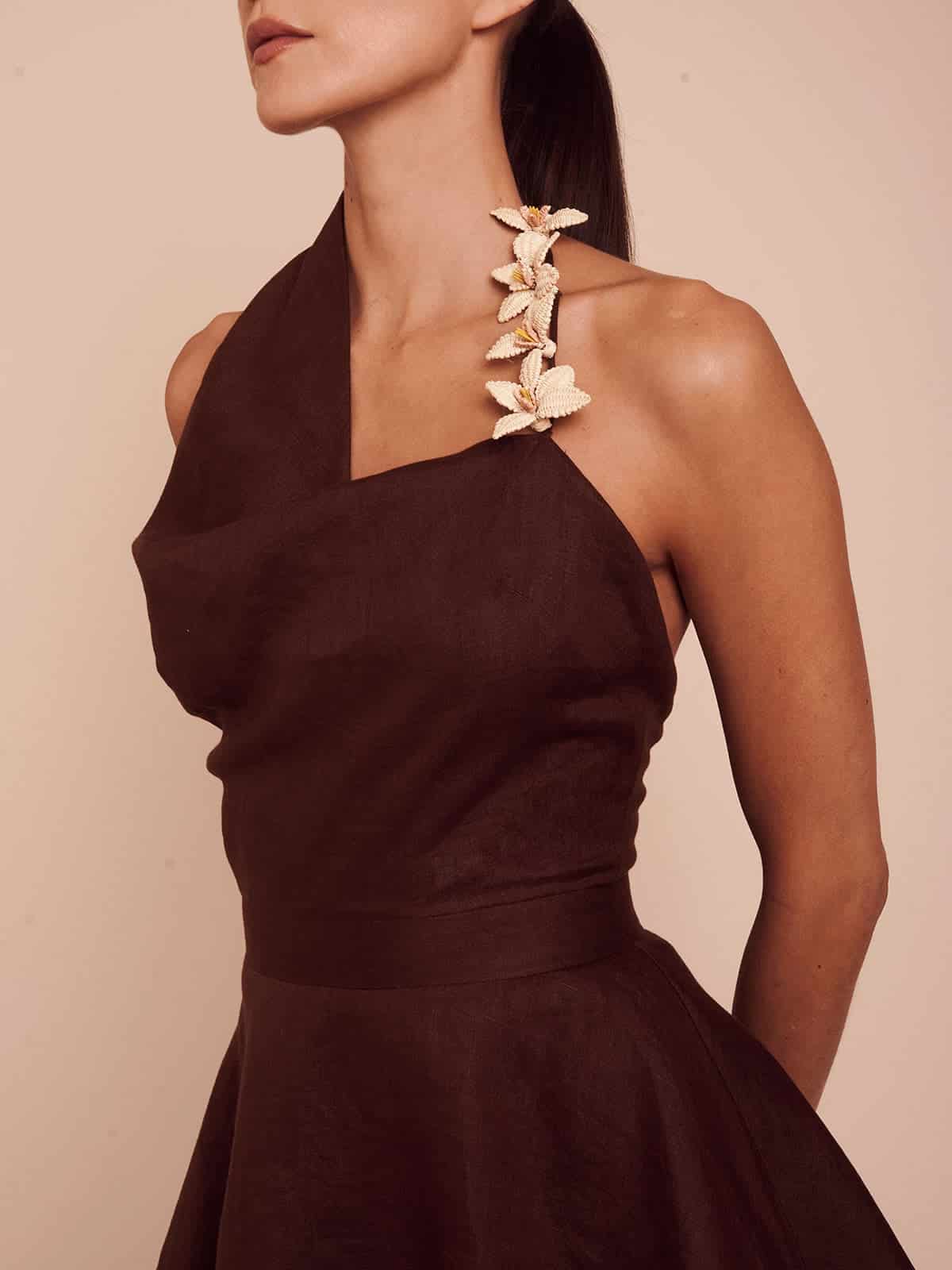 ZELDA DRESS UMBER BROWN - miniatura 3