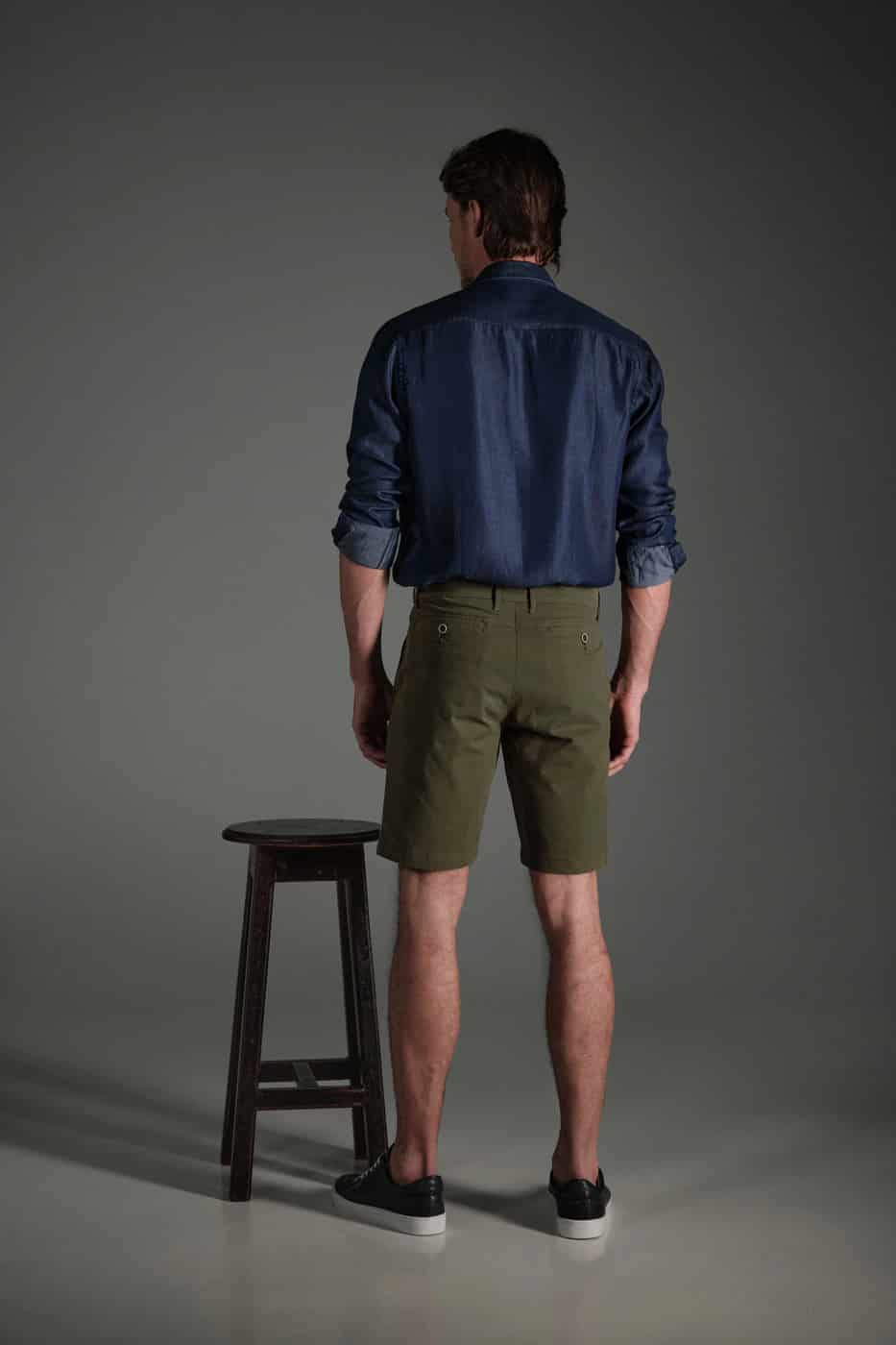 Bermuda Chino Slim Dril Verde Militar - miniatura 5
