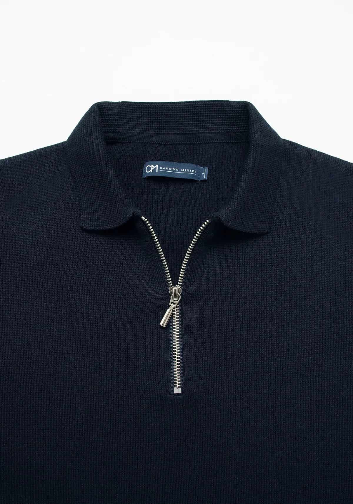 Saco Camisero Half Zip Algodón Azul Oscuro - miniatura 2