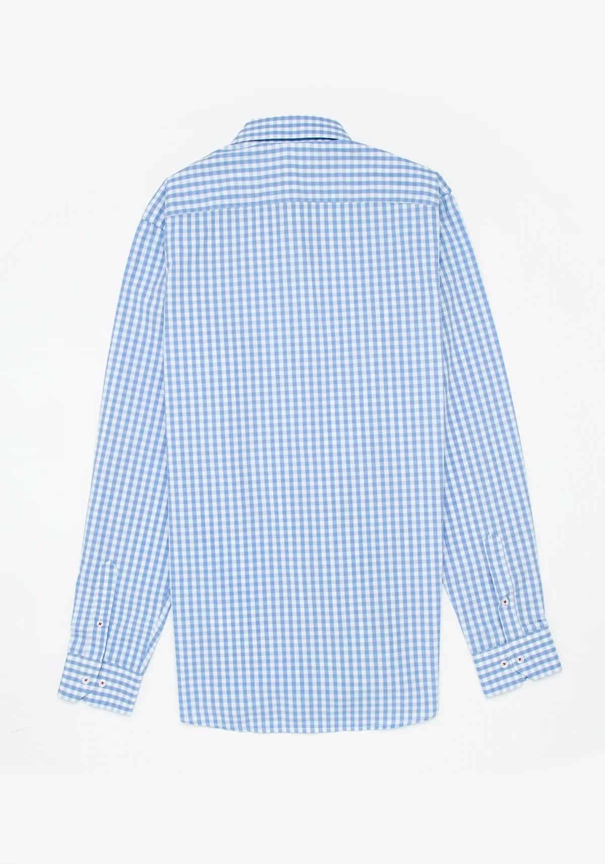 Camisa Cuadro Botón Contraste Algodón Azul Claro - miniatura 4