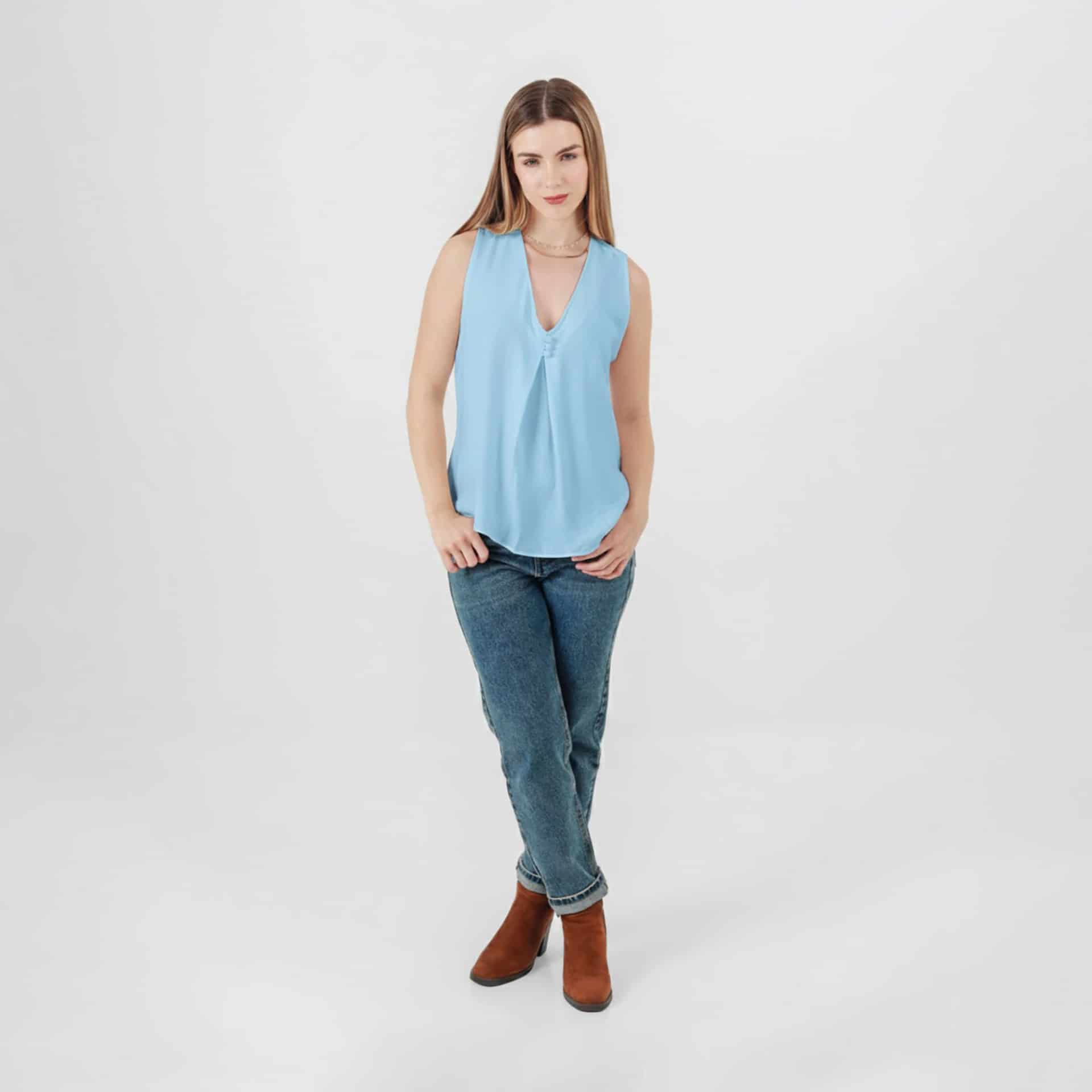 Blusa Cuello V Manga Sisa - miniatura 9