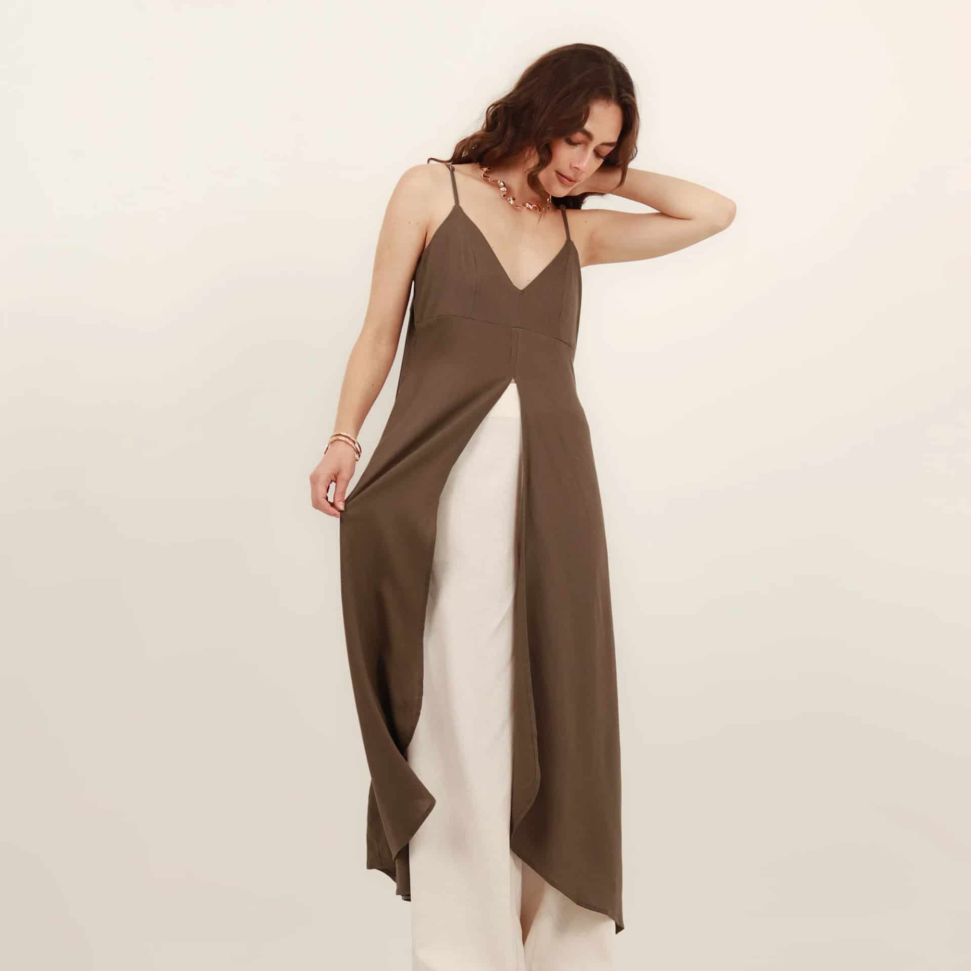 Vestido  Sobretodo Cuello V Manga Sisa - miniatura 1