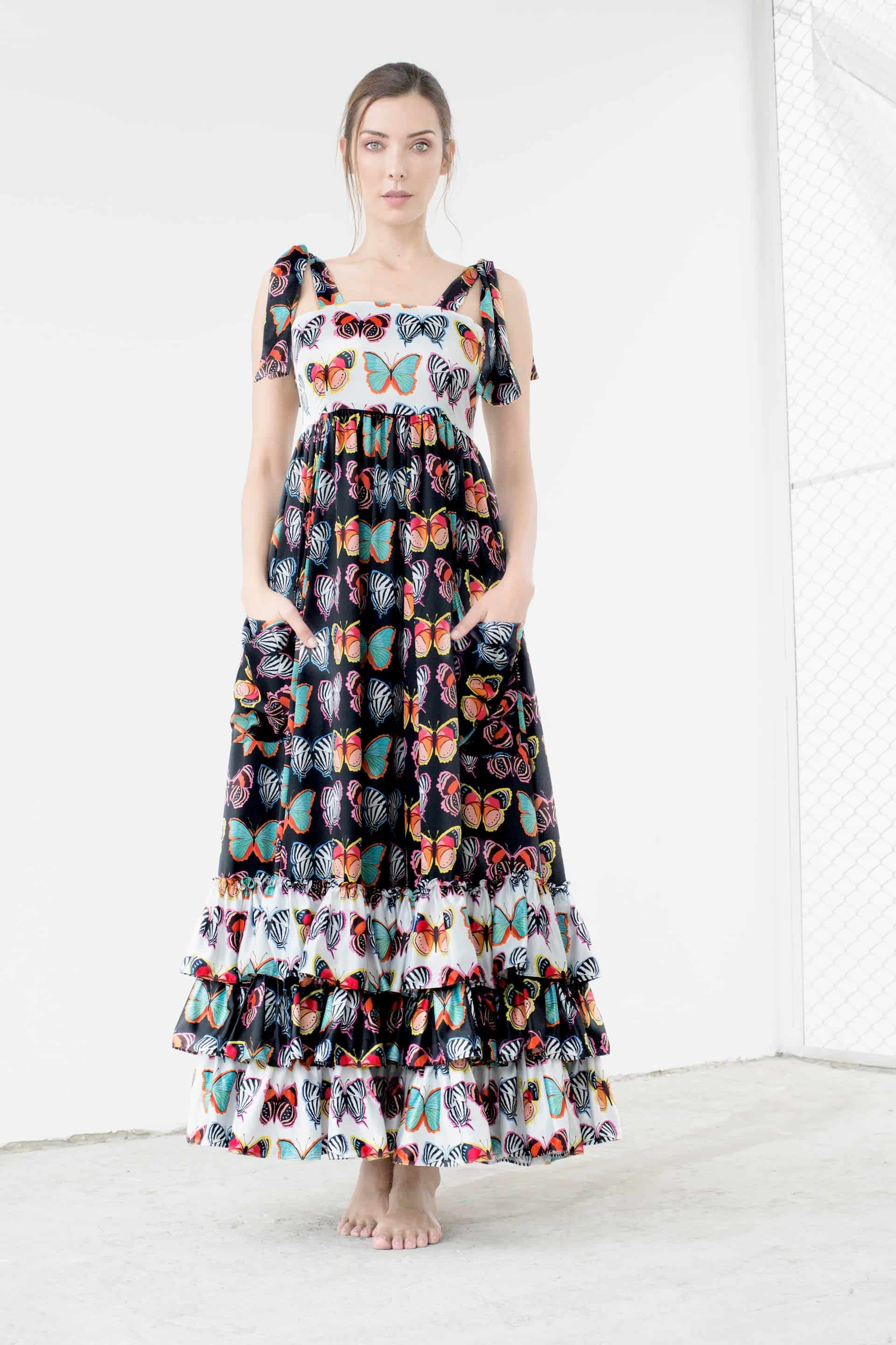 Maxi Vestido Tierra de Mariposas Negro - miniatura 3