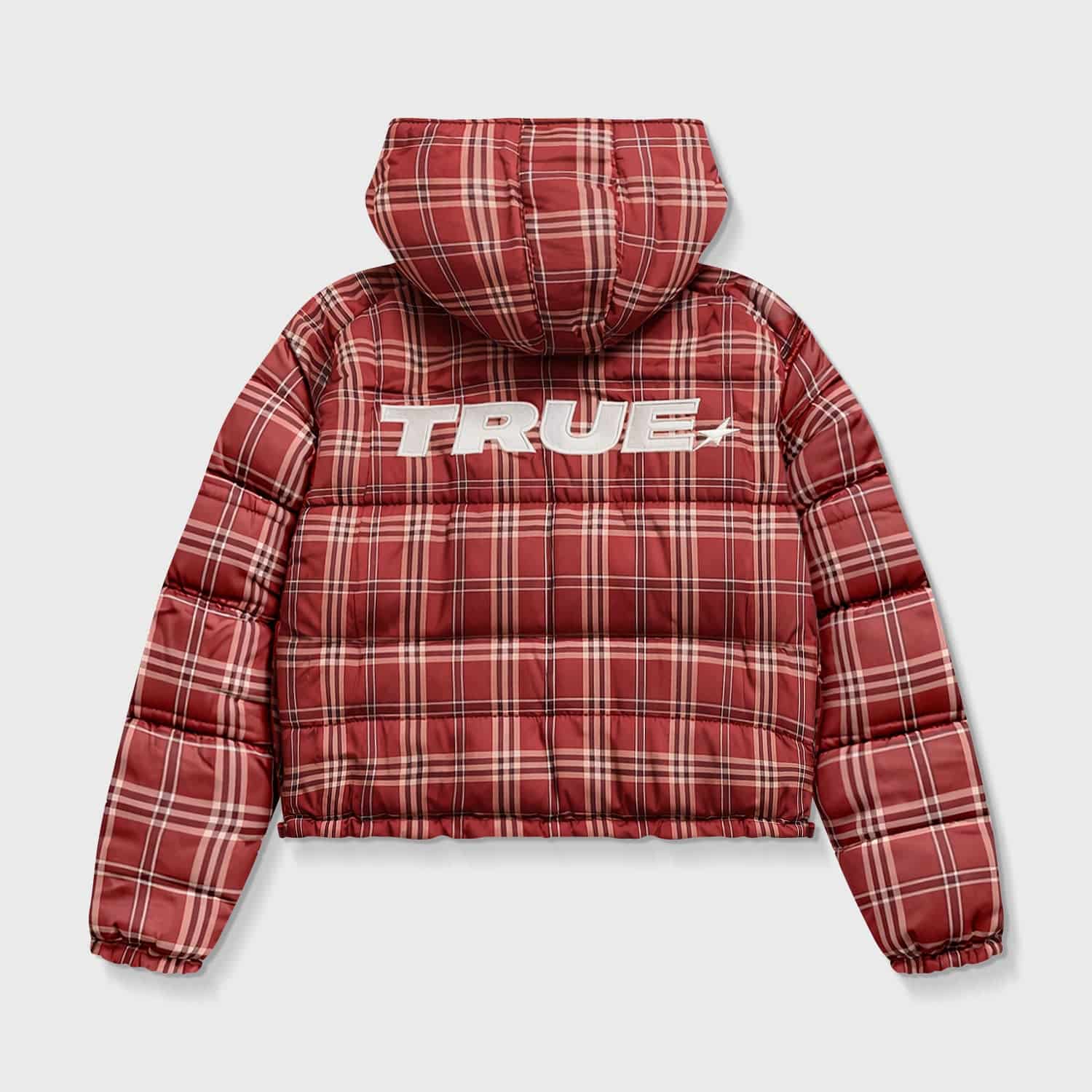 Intuition Plaid Puffer Jacket - Burgundy - miniatura 10