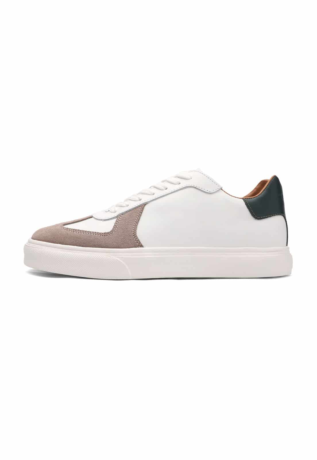 Tenis blancos con detalle en gamusa camel y talon verde - miniatura 2