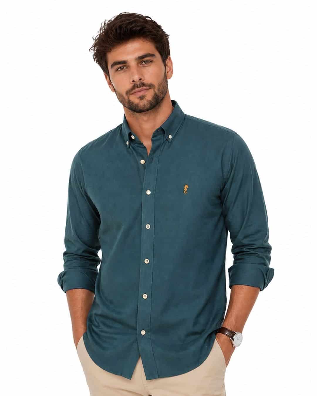 Camisa Manga Larga Oxford Premium Verde Oscuro - miniatura 3