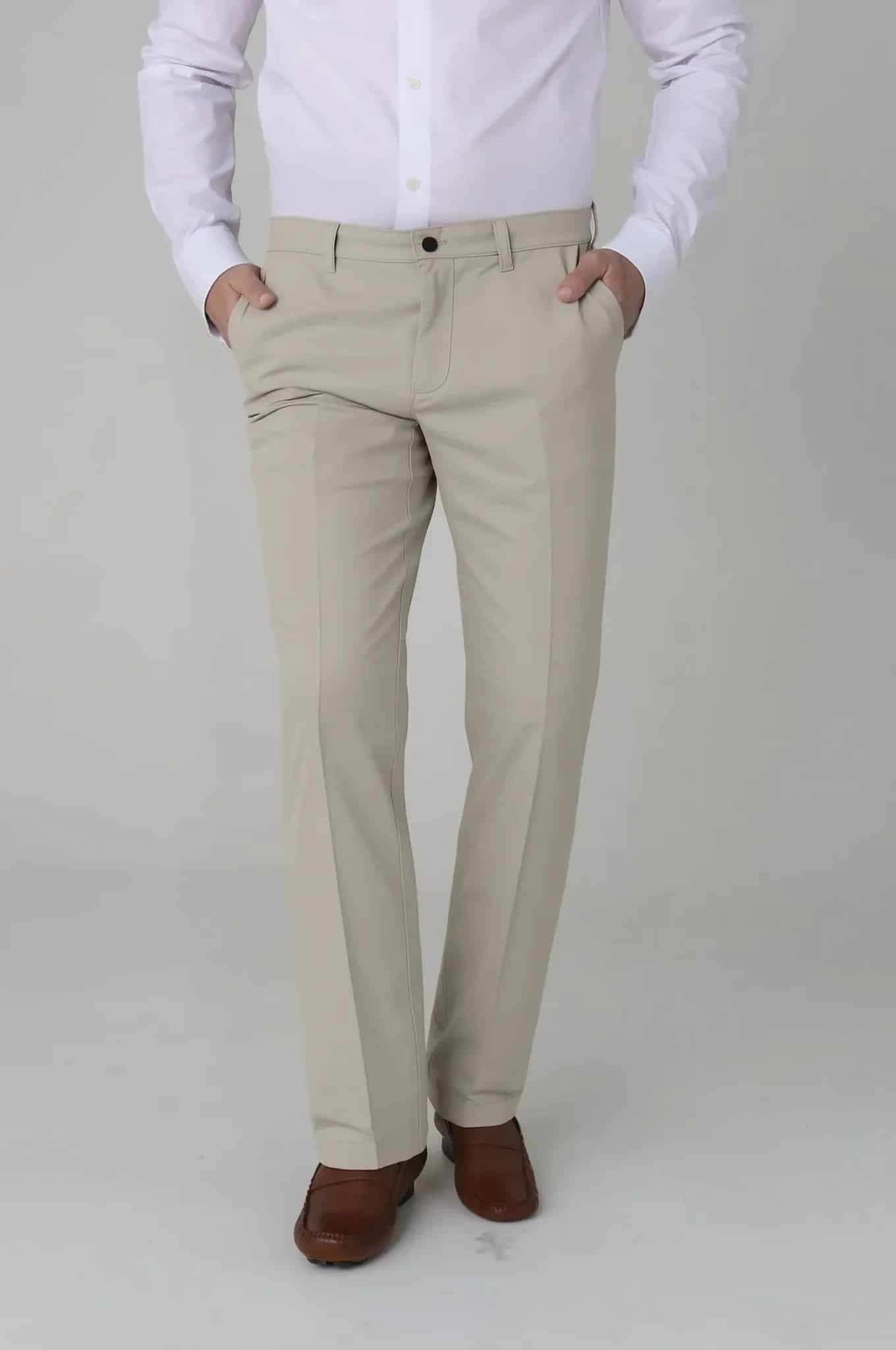 Pantalón Clásico Beige en Lino y Algodón - miniatura 1