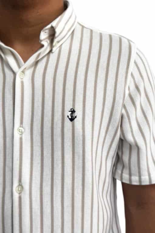 Camisa en texturas Blanco Rayas Azul Claro - miniatura 5