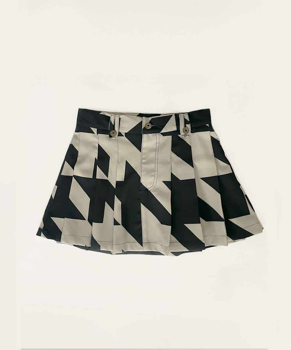 Pleated Mini Skirt in Original Houndstooth - miniatura 3