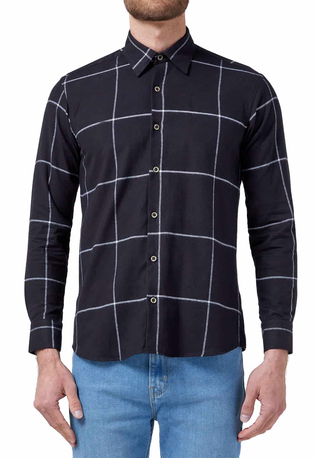 Camisa en Algodón negro con rayas blancas - miniatura 3