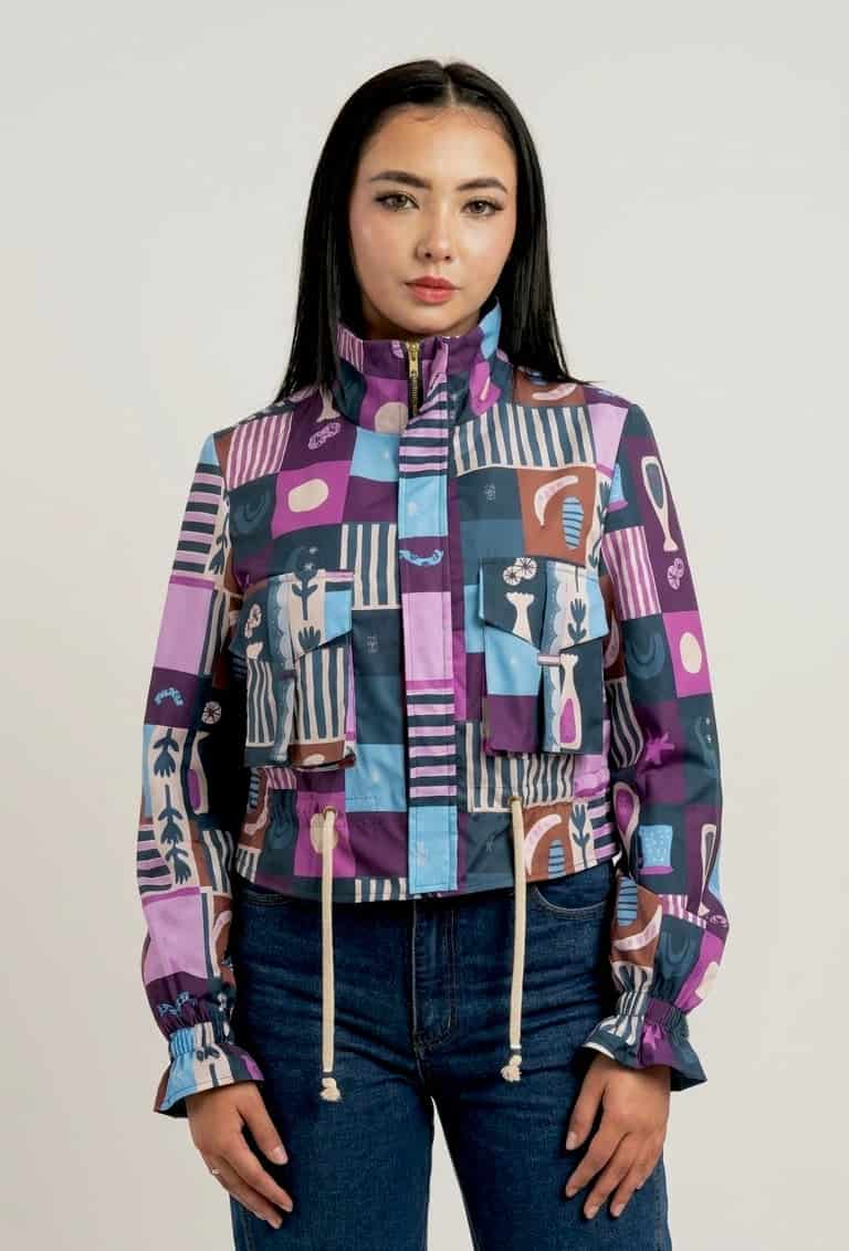 Chaqueta corta estampada morado - miniatura 1
