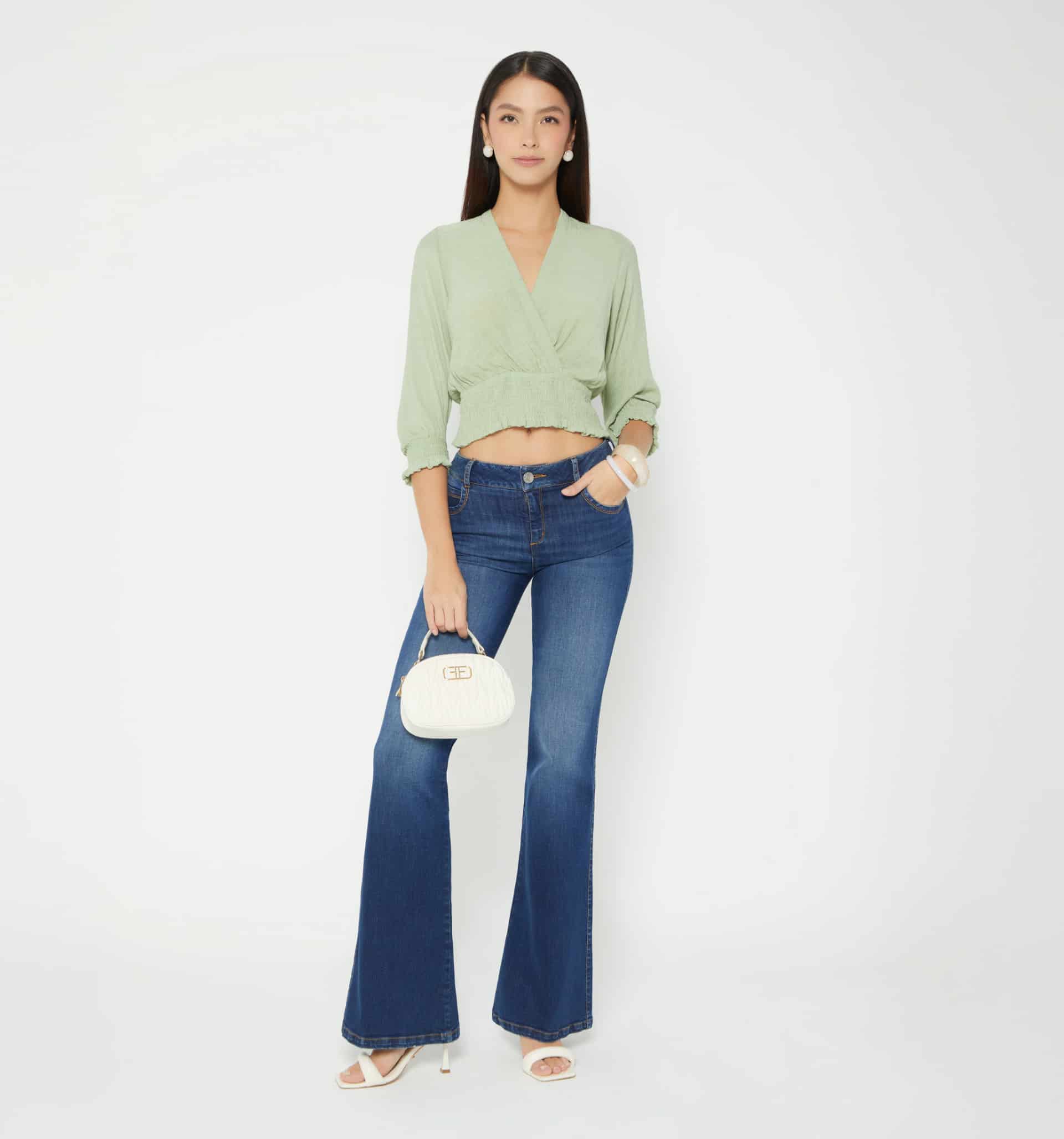 Blusa cruzada con fajon ruchado - miniatura 1