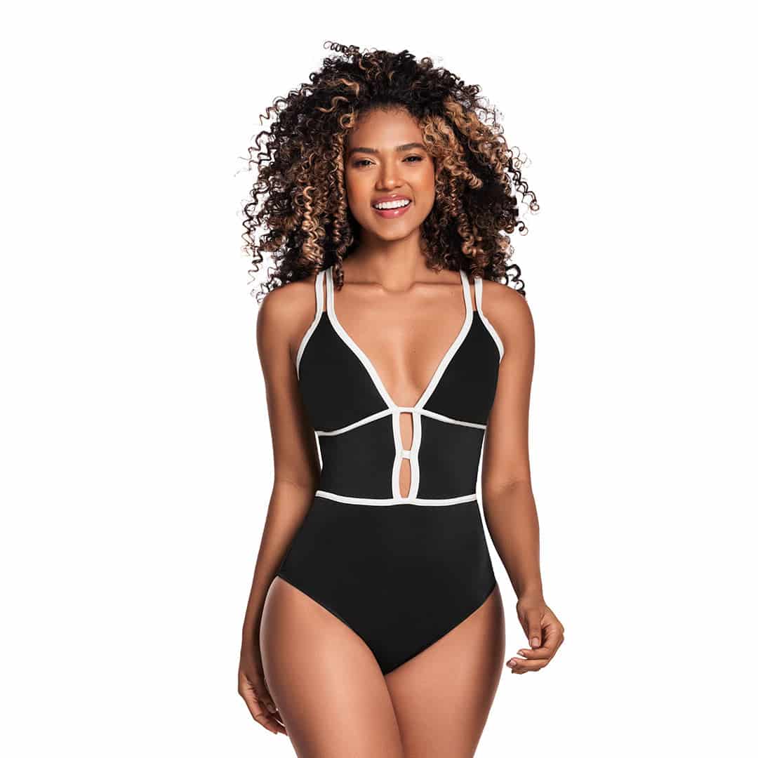 VESTIDO DE BAÑO ENTERO CON ESCOTE EN V - miniatura 3