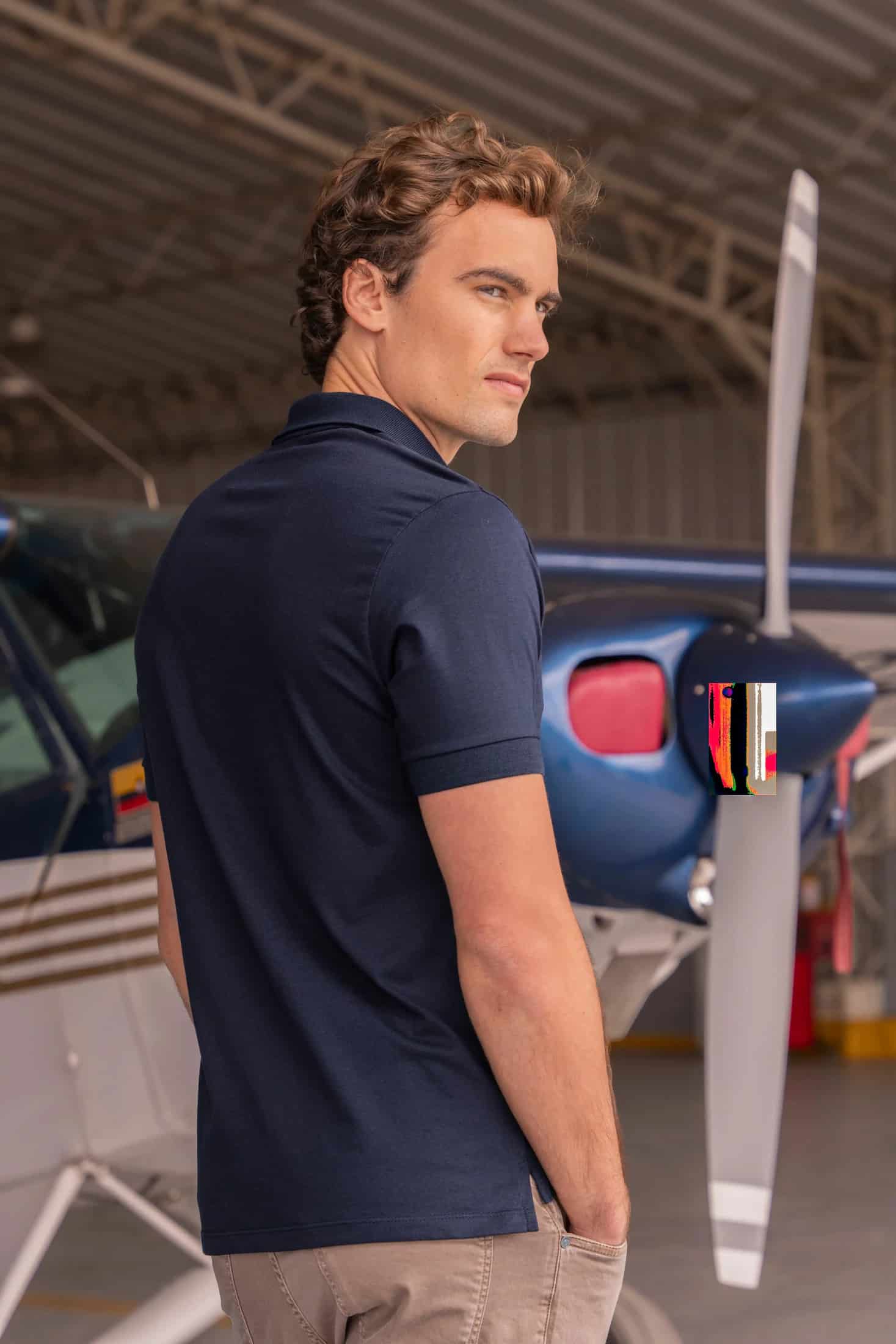 Camiseta Polo Basic Hombre Azul Oscuro - miniatura 5