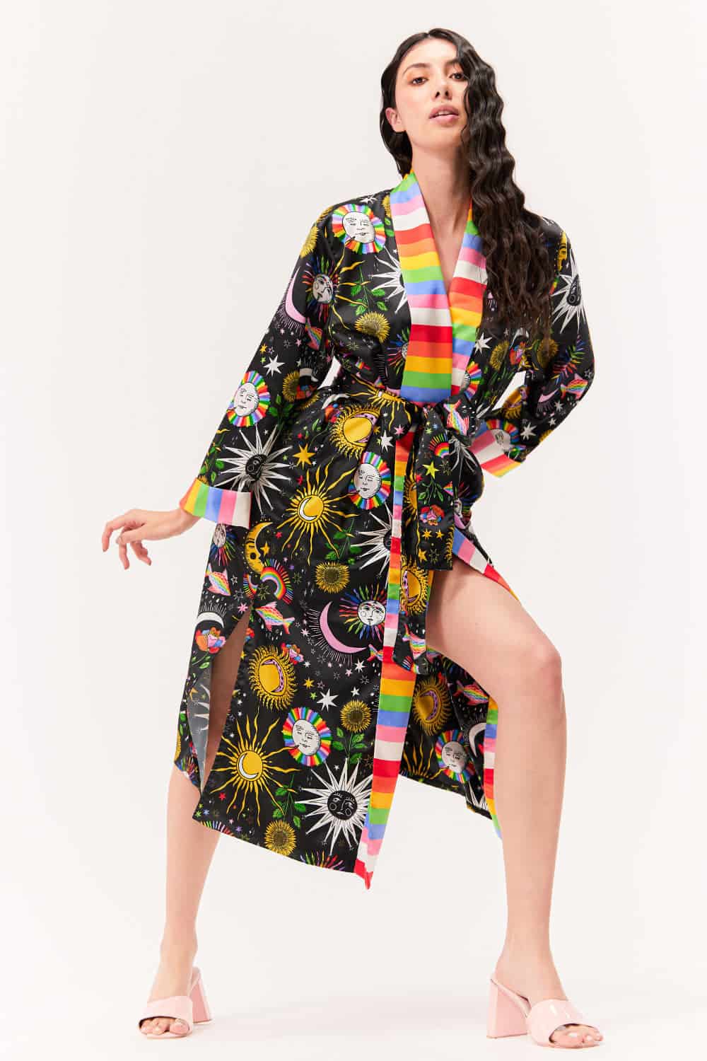 Bata-Kimono Unisex / Estampado Madre Luna, Padre Sol Negra - miniatura 2