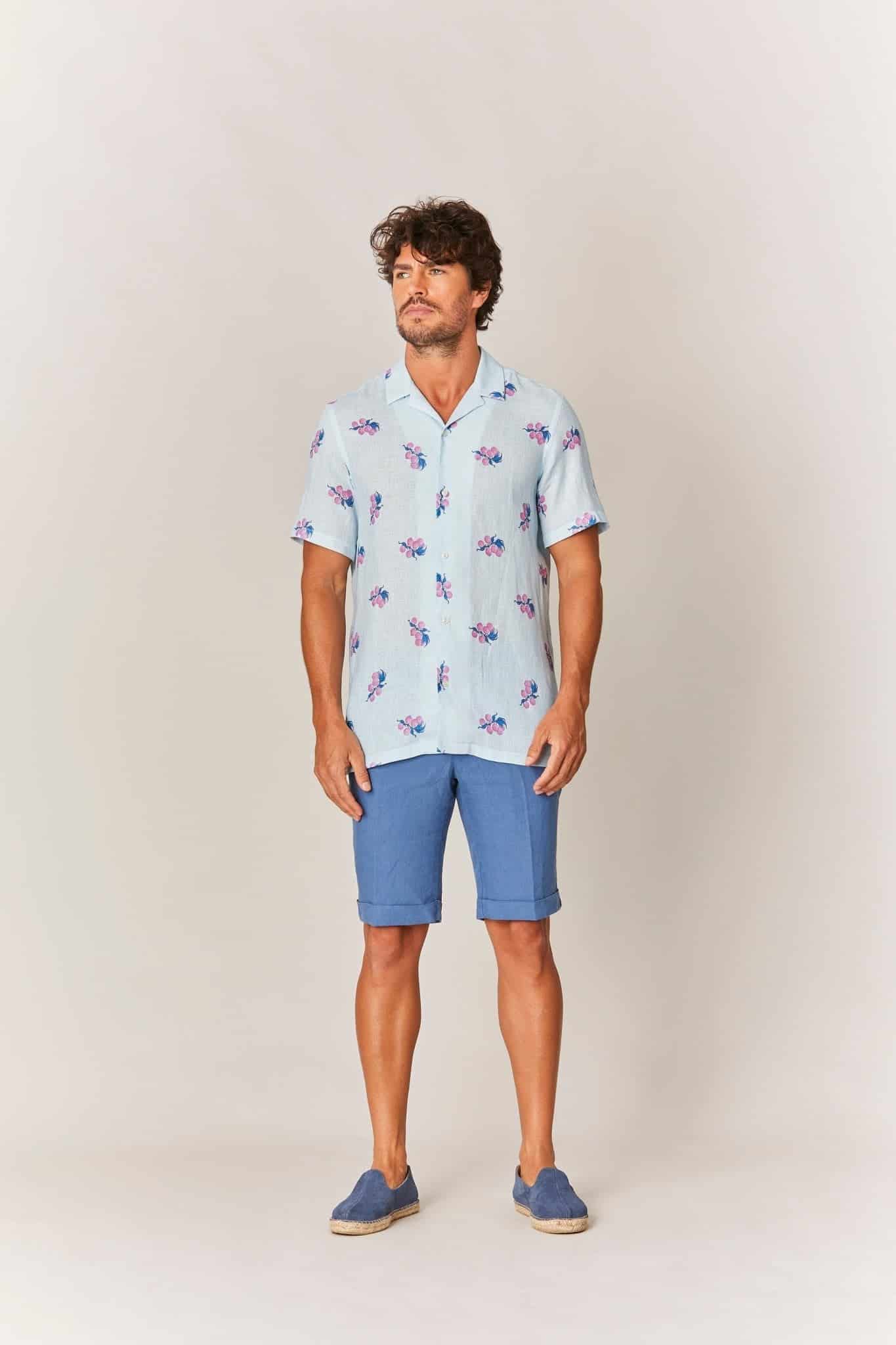 Men's linen shirt pink arezzo - miniatura 3