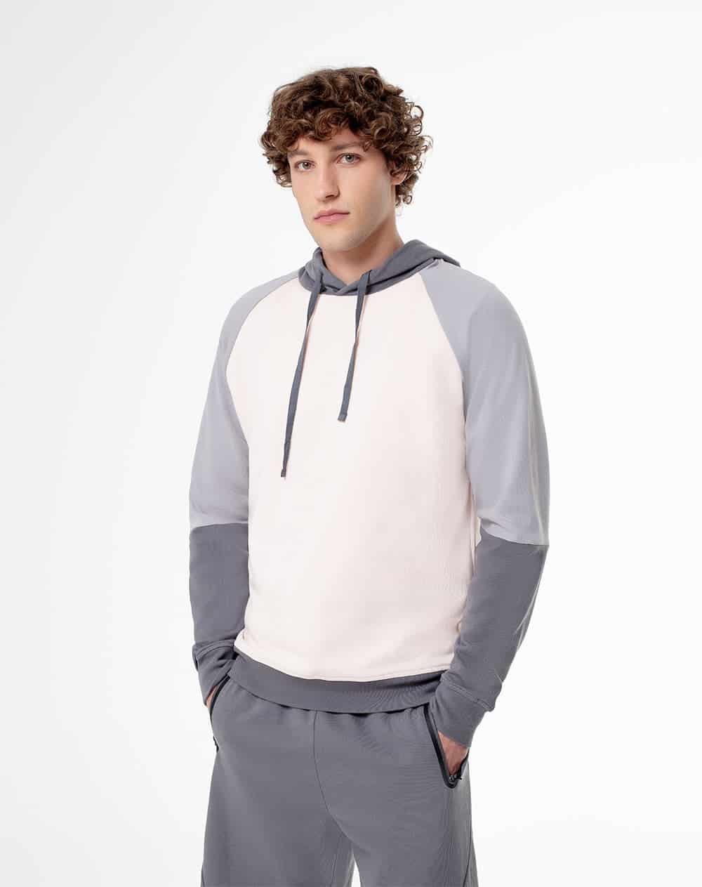 Buzo relax tipo hoddie algodón gris hombre - miniatura 1