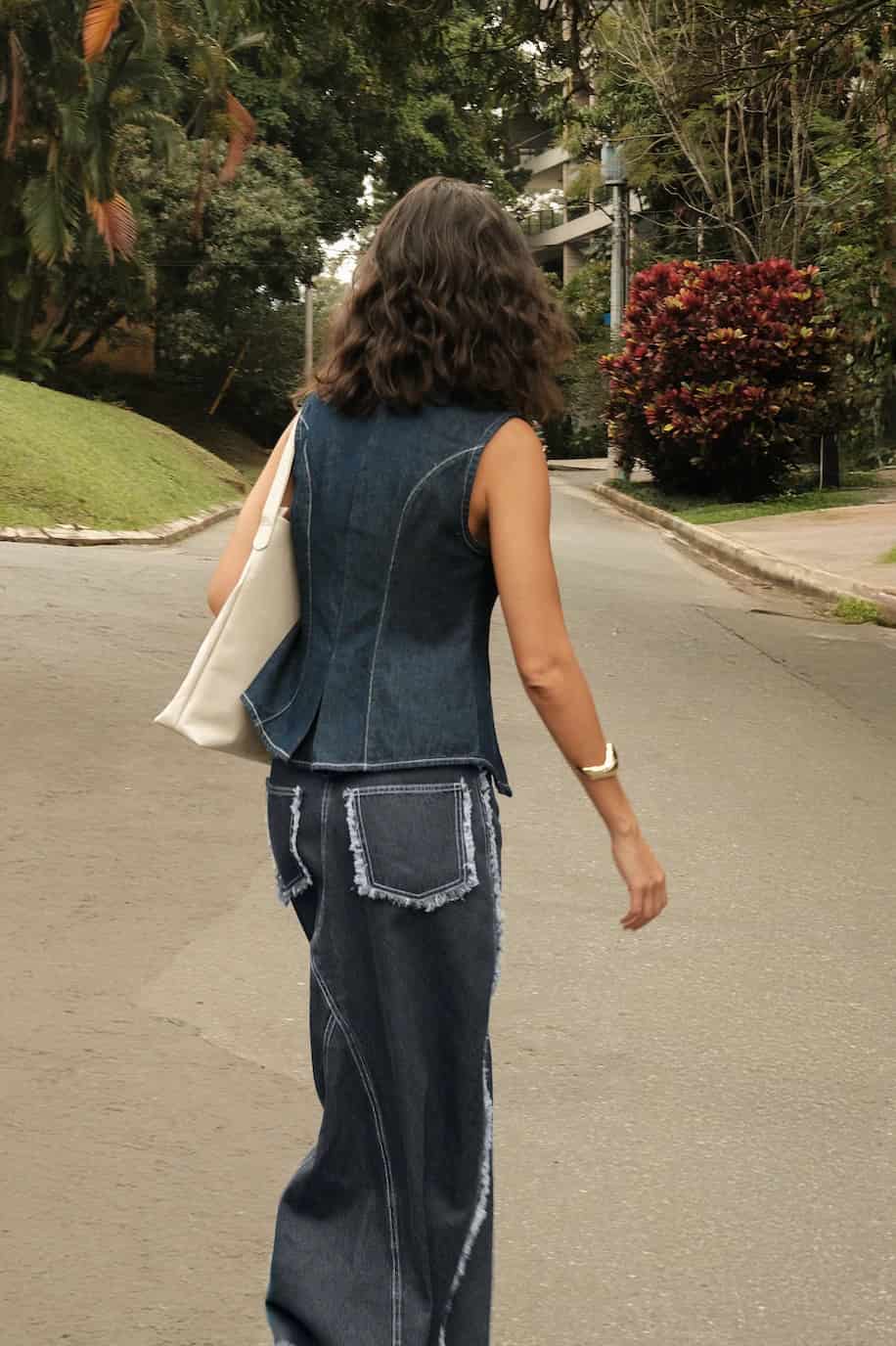 Falda Maxi Borders | Denim Oscuro - miniatura 3