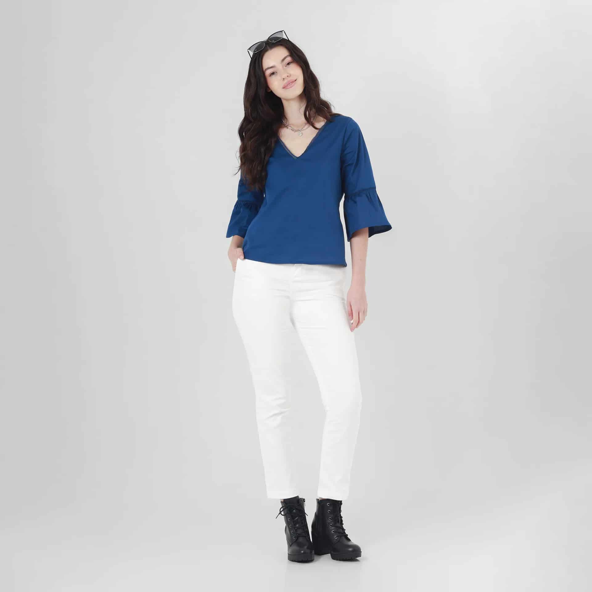 Blusa Cuello V Manga 3 Cuartos - miniatura 3