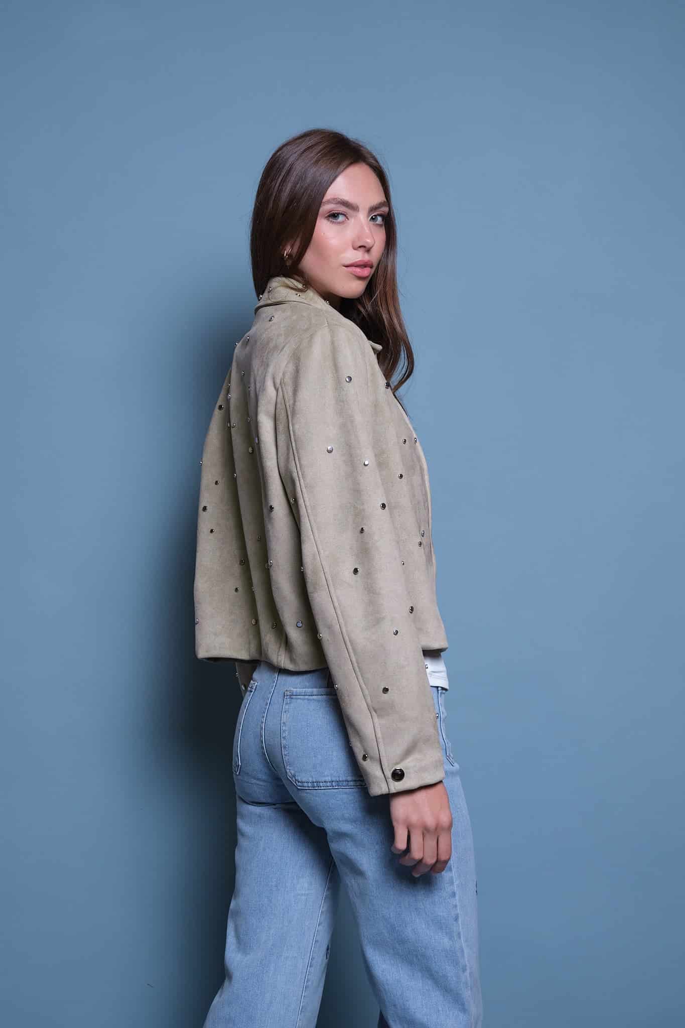 CHAQUETA GAMUZA VERDE TACHES - miniatura 3