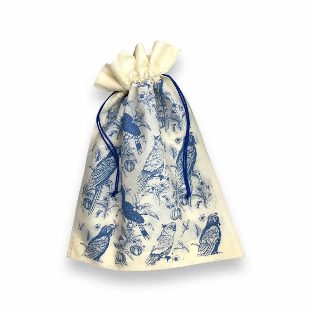 Bolsa en Tela Grande Aves Azules Reciclable y Reutillizable. Medidas 35*43 - miniatura 2