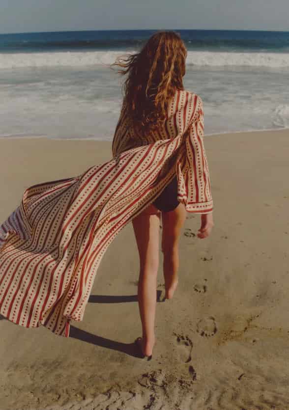 Rafaela Linen Kaftan / Red Stripes - miniatura 5