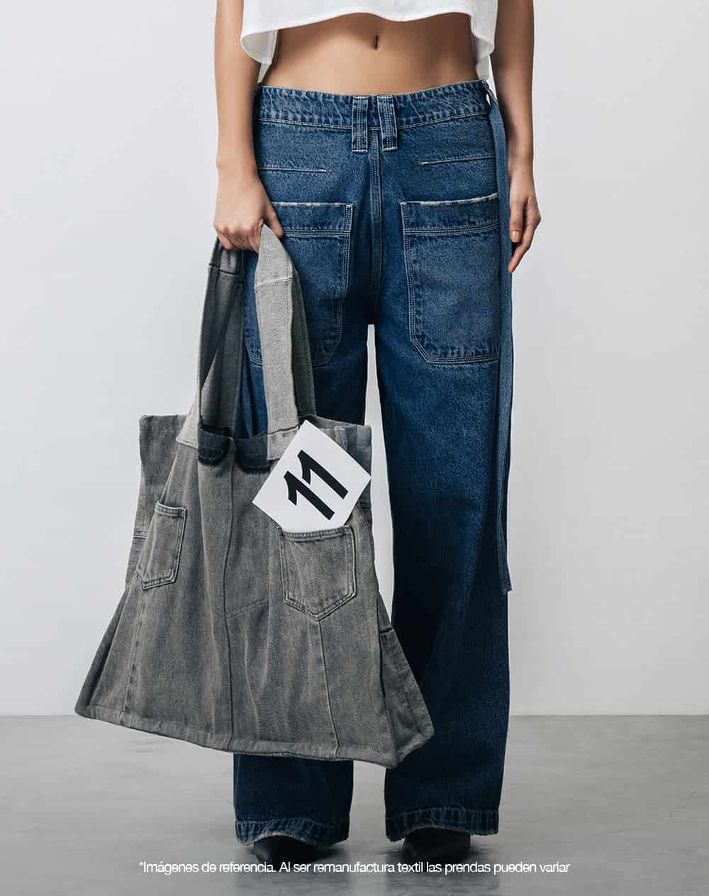 Tote bag denim maxi remanufacturado Gef x Alejandro Crocker mujer - miniatura 7