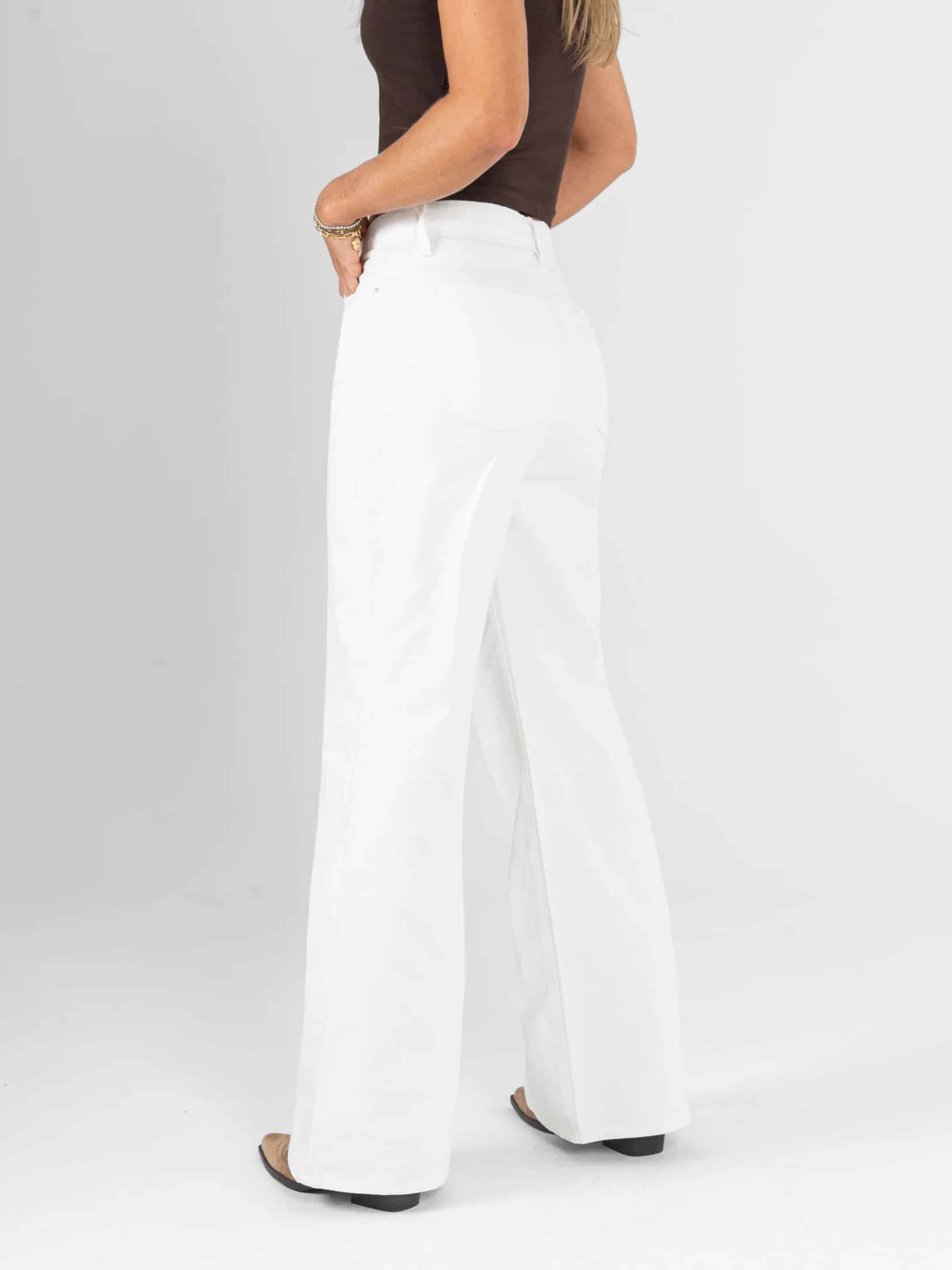 Ref: 0620236 Pantalón mom flare, rígido, tiro alto, ivory. - miniatura 2