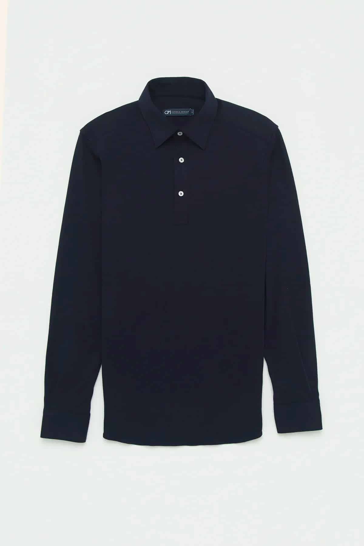 Camisa Piqué Polera Algodón Azul Oscuro - miniatura 1