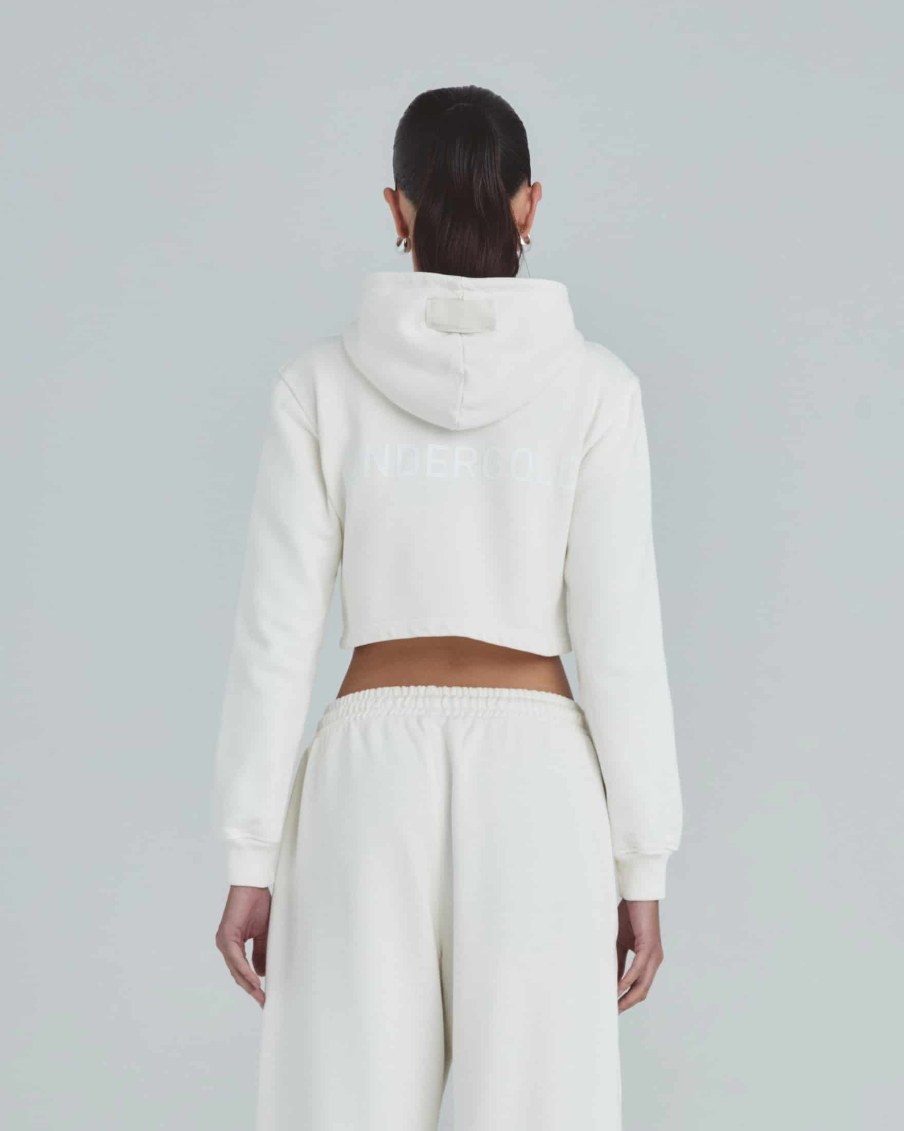 Line Basic Slim Fit Zip Up Cropped Hoodie White - miniatura 7