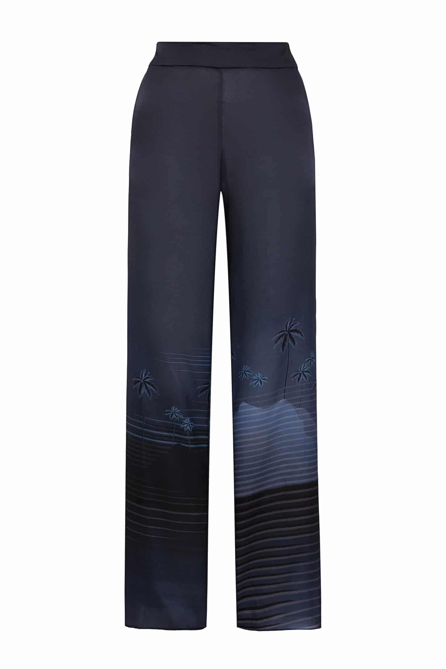 Santo Tomás Martellato Silk Pants / Navy Tropical Landscape - miniatura 1