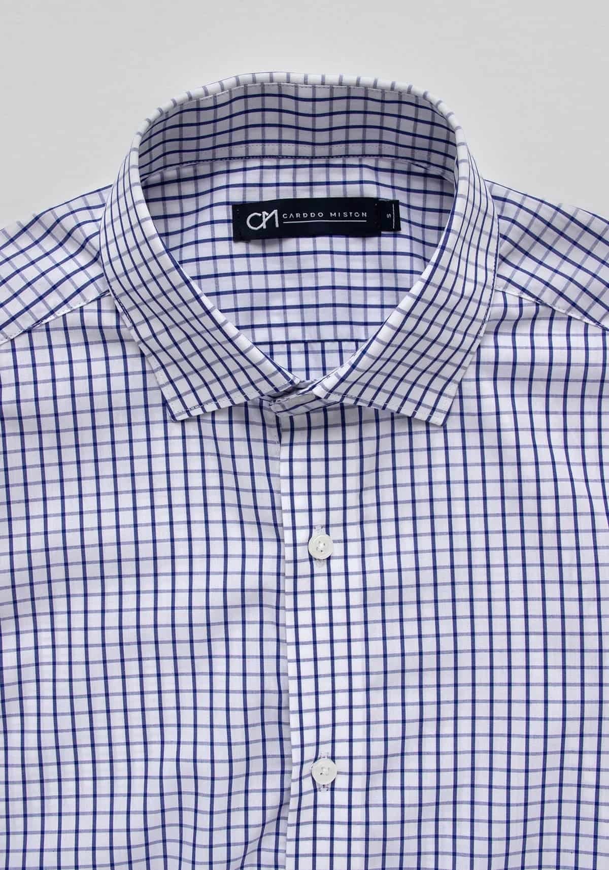 Camisa Popelín Cuadro Ventana Algodón Azul Tinta - miniatura 2