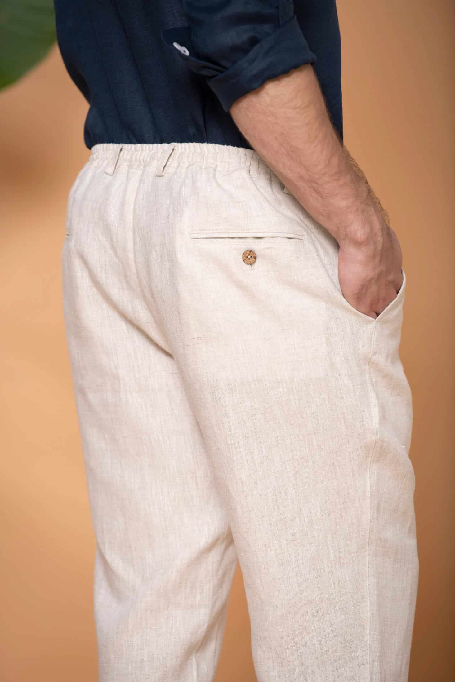 Pantalón Portofino Lino Marfil - miniatura 8